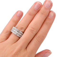 1960s 4.45 Carat Diamond Wide 3-Row Eternity Band Ring