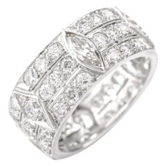 1960s 4.45 Carat Diamond Wide 3-Row Eternity Band Ring