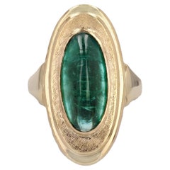 Anillo retro de oro amarillo de 18 quilates con turmalina talla pan de azúcar de 4,60 quilates de los años 60