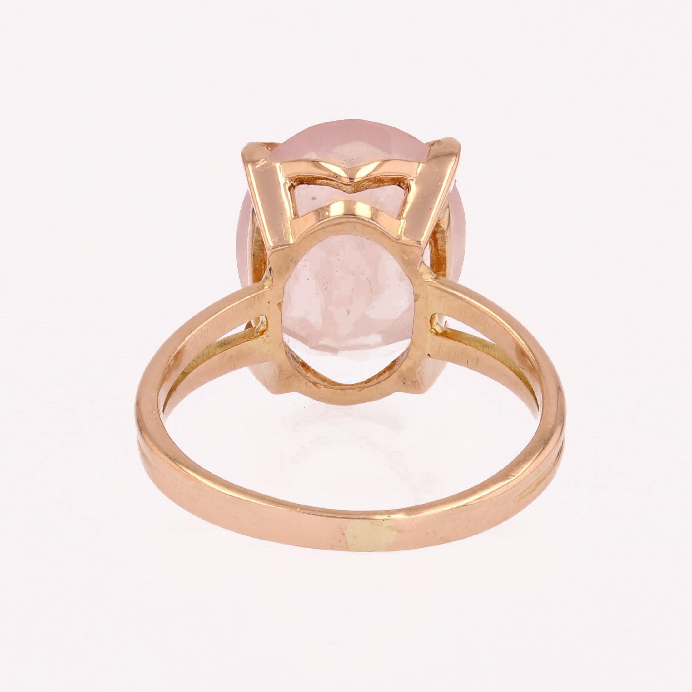 1960s 5.40 Carats Pink Quartz 18 Karat Rose Gold Ring For Sale 8