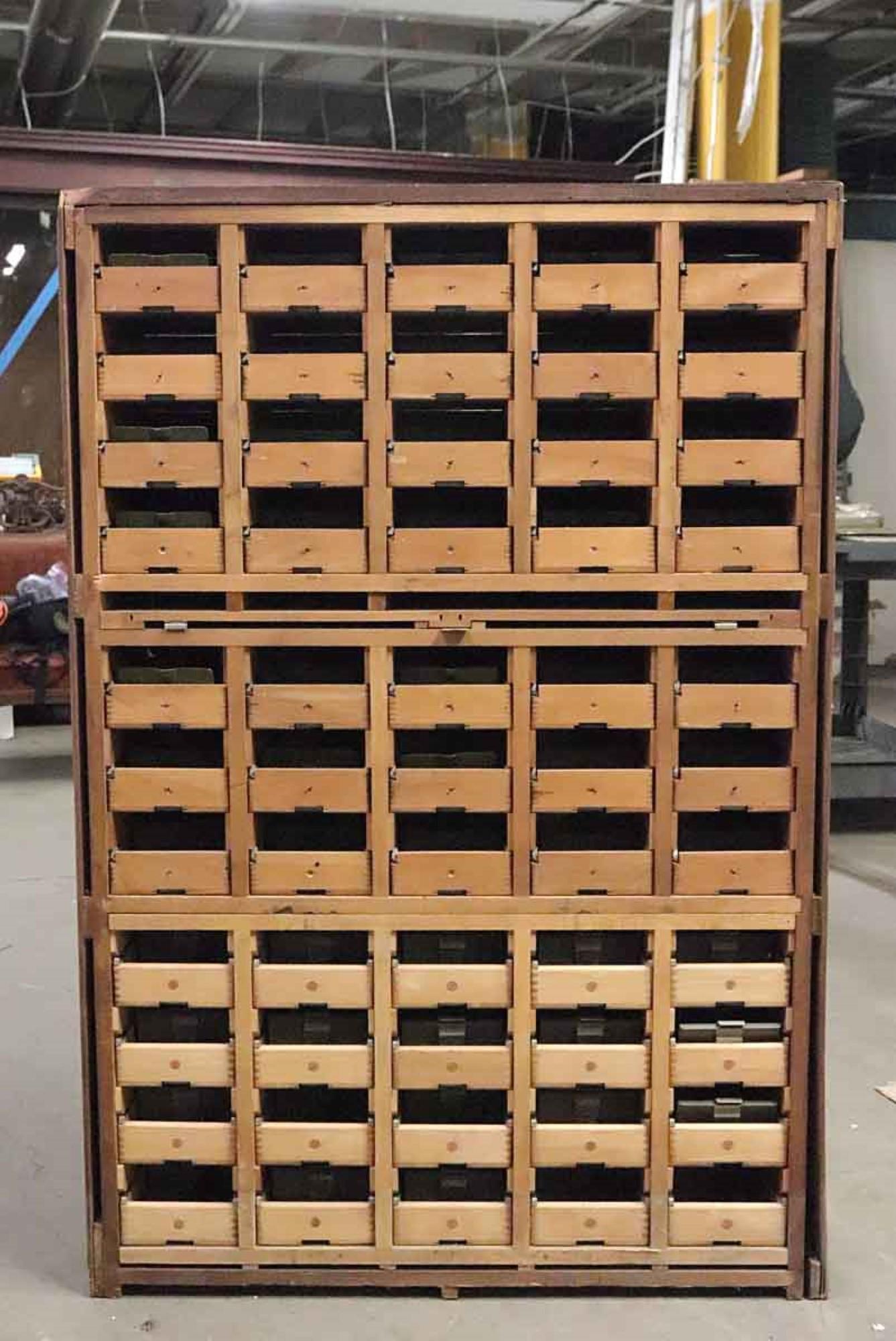 1960s 55-Drawer Dark Mahogany Stain Library Card Catalog Cabinet 2