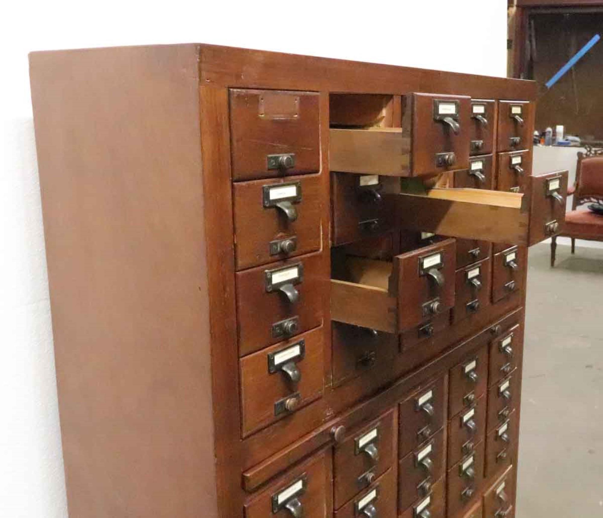 American 1960s 55-Drawer Dark Mahogany Stain Library Card Catalog Cabinet