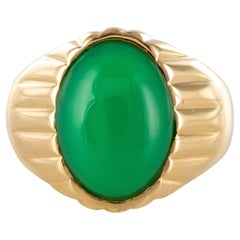 1960s 6 Carat Chrysoprase Bague Signet en or jaune 18 carats