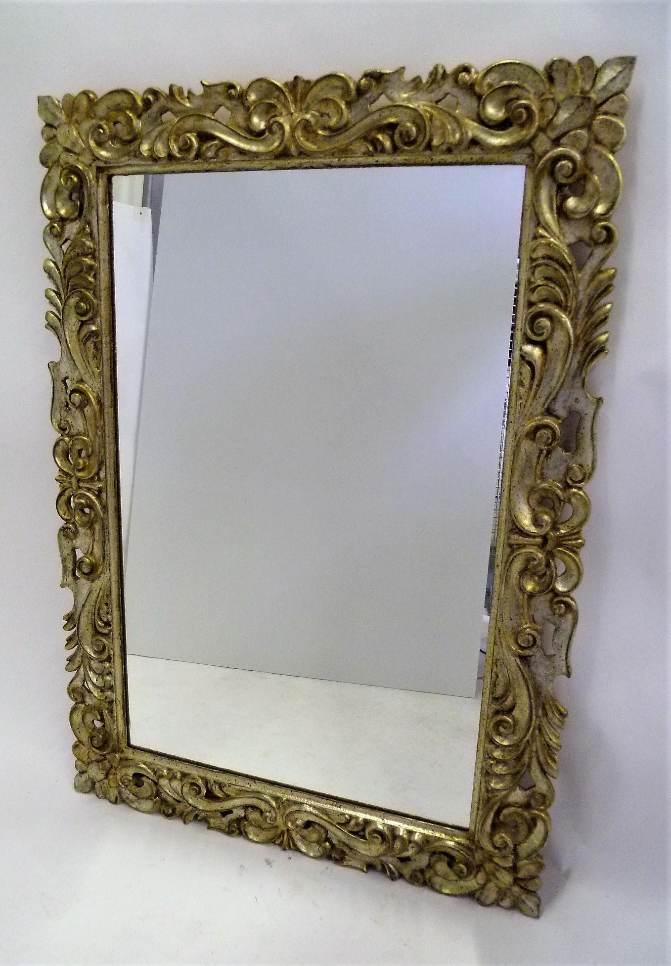 Rococo 1960s-1970s Large Silver Gilt Florentine Style Mirror