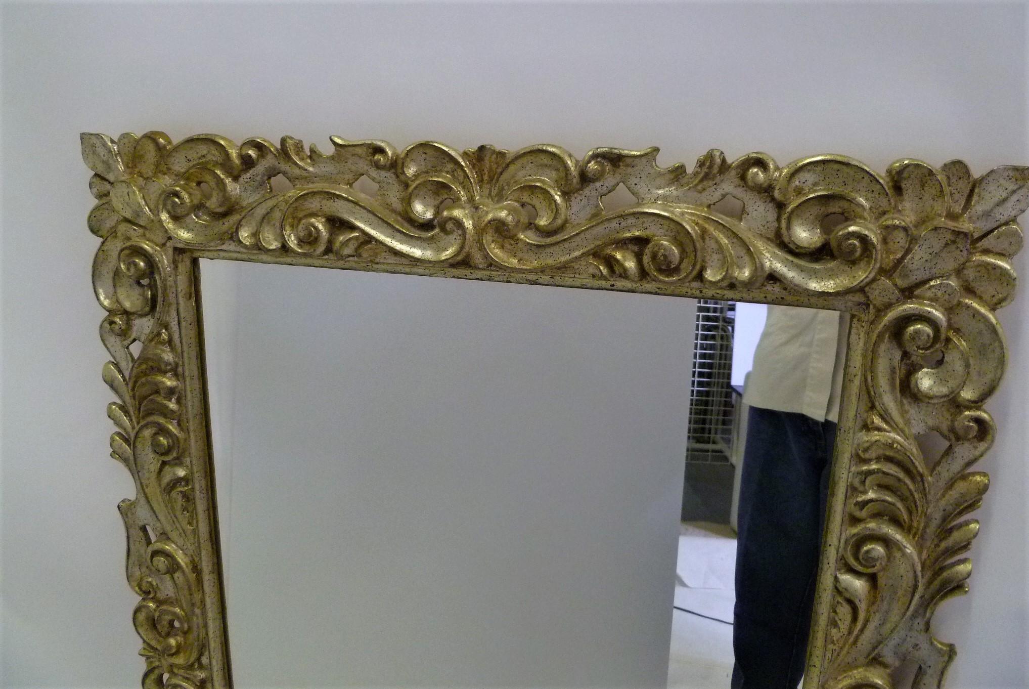 Mid-20th Century 1960s-1970s Large Silver Gilt Florentine Style Mirror