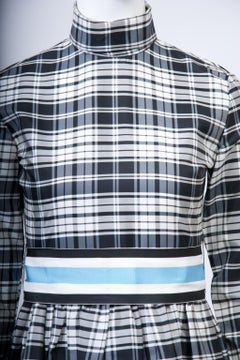 1960s/'70s Black and White Plaid Maxi Dress