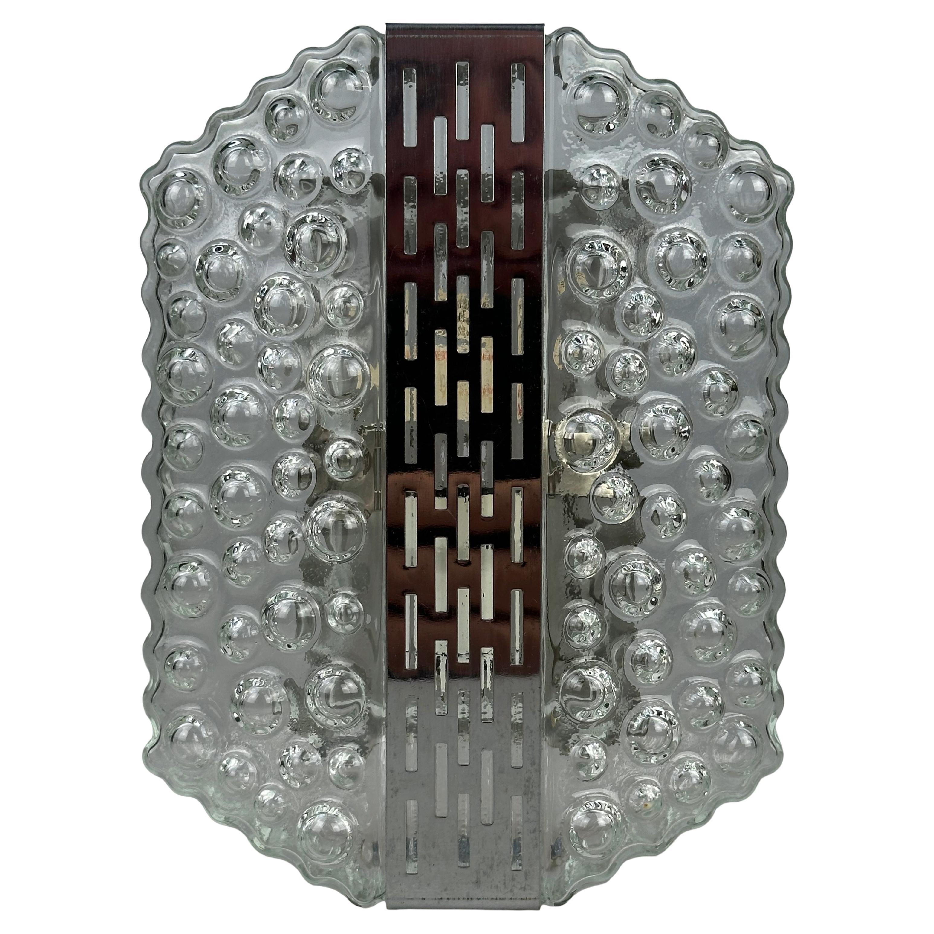 Lámpara de Pared Burbuja, Cromo y Cristal, Años 60/70, Space Age by Hustadt Leuchten