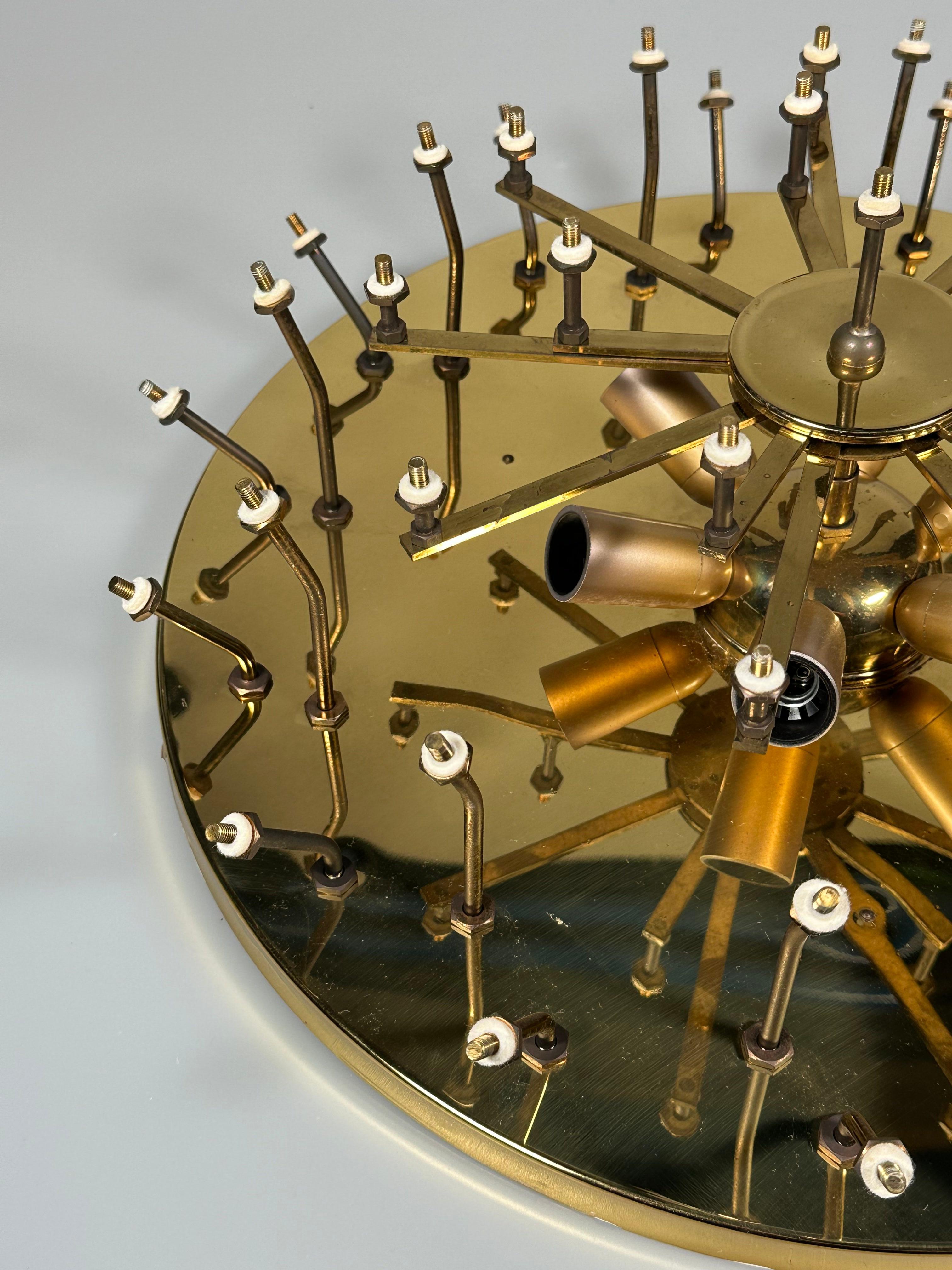 Lámpara de techo de los años 60/70 Ernst Palme de latón y cristal, Alemania en venta 6