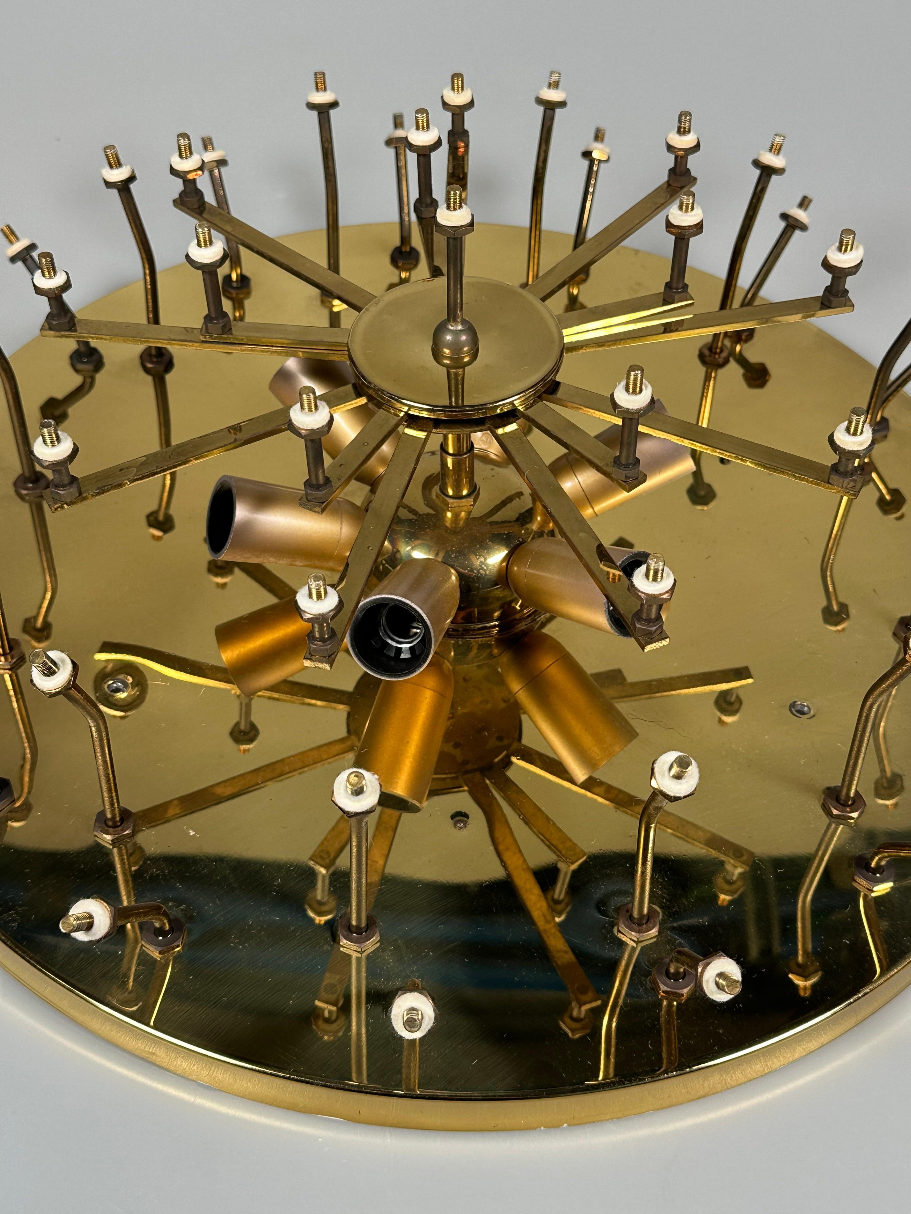 Lámpara de techo de los años 60/70 Ernst Palme de latón y cristal, Alemania en venta 7