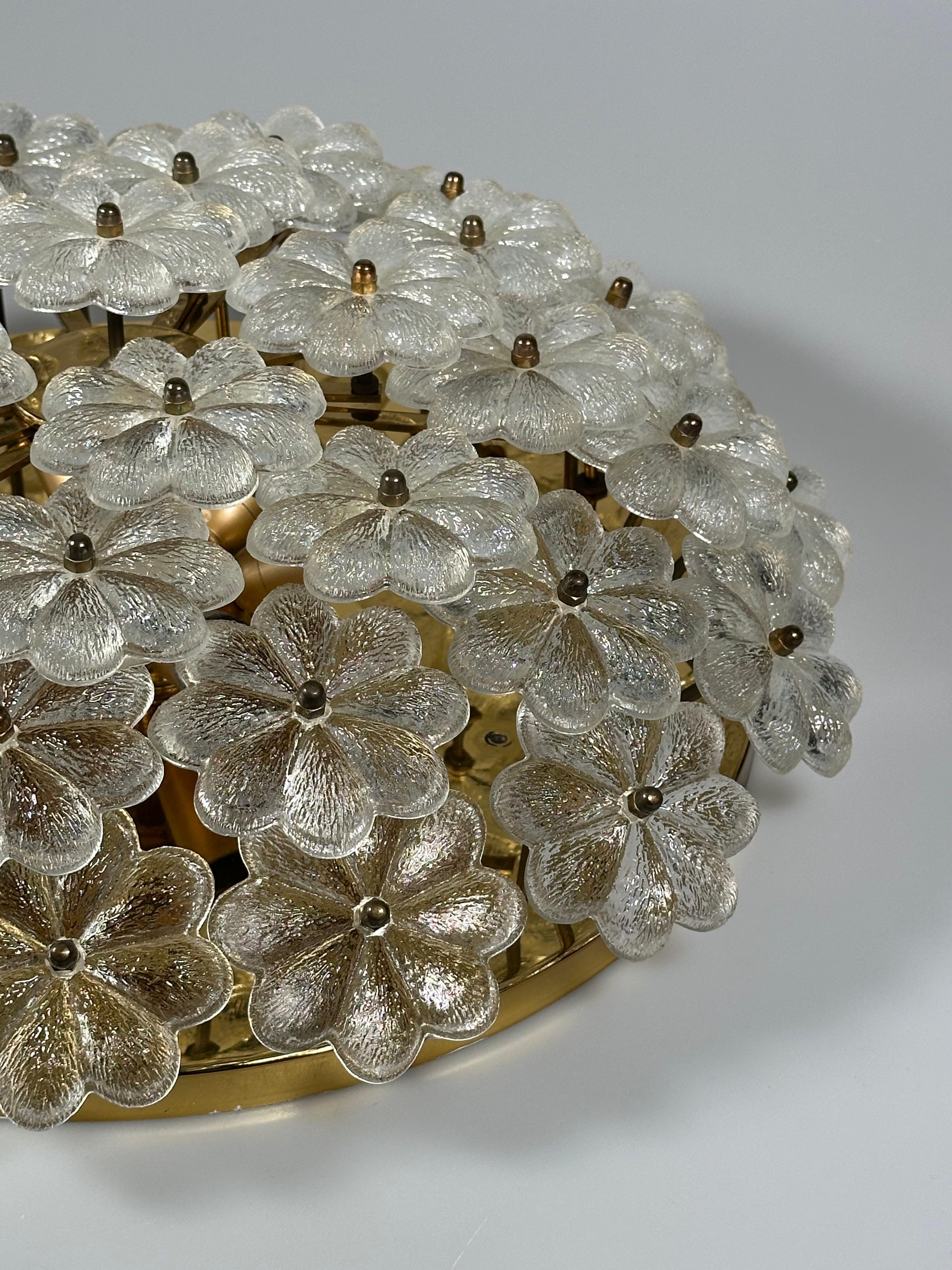 Lámpara de techo de los años 60/70 Ernst Palme de latón y cristal, Alemania Metal en venta