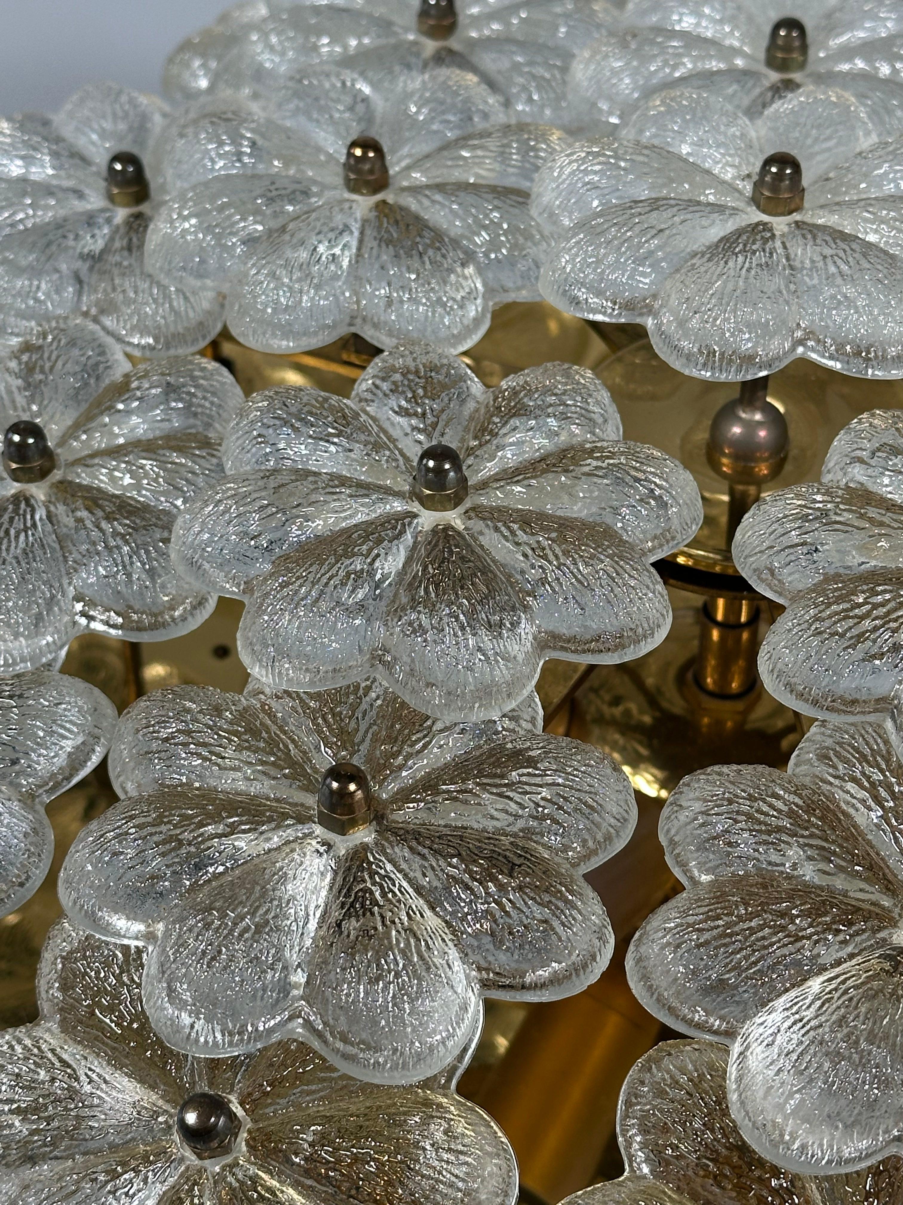 Lámpara de techo de los años 60/70 Ernst Palme de latón y cristal, Alemania en venta 1