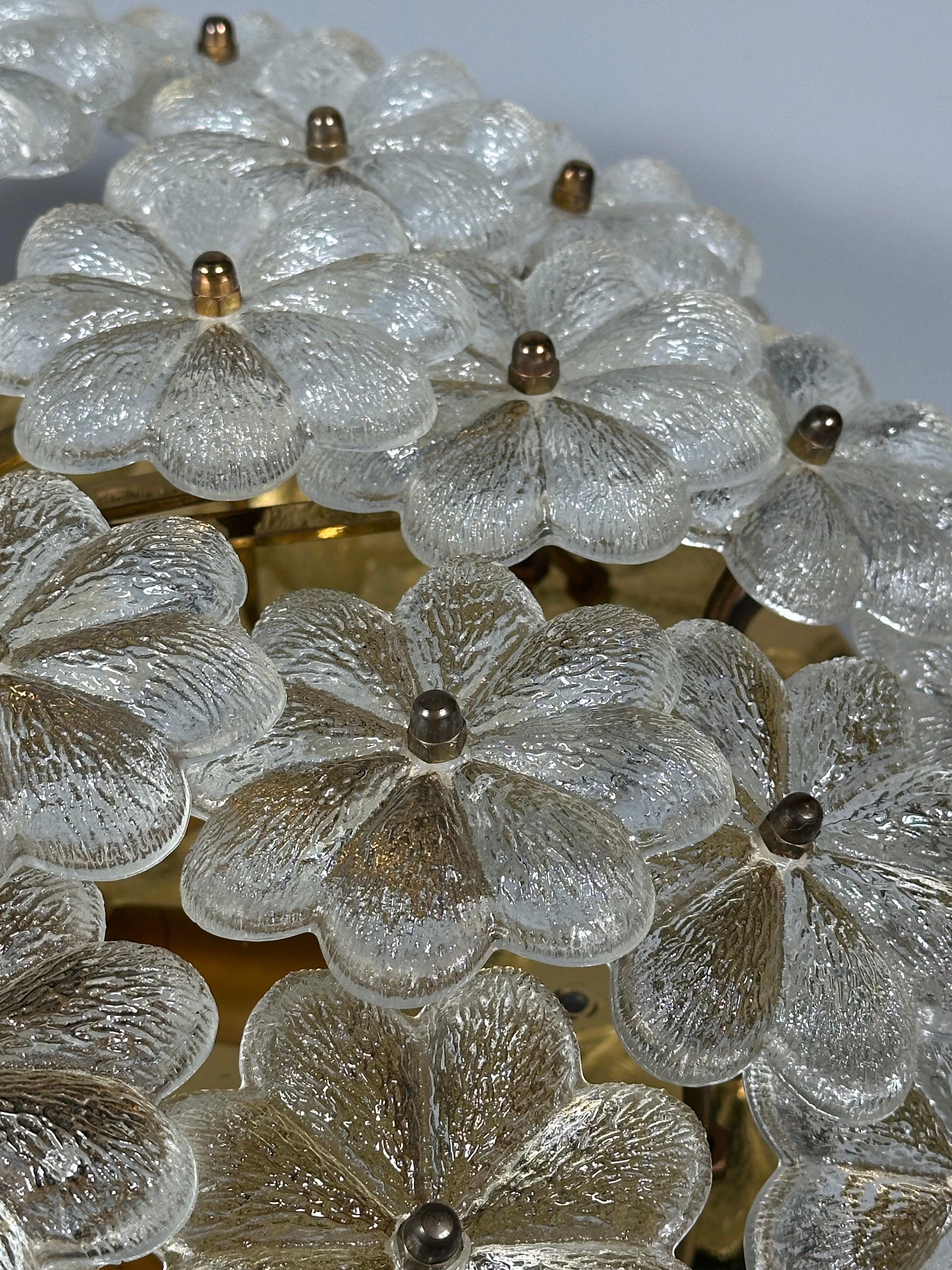 Lámpara de techo de los años 60/70 Ernst Palme de latón y cristal, Alemania en venta 2