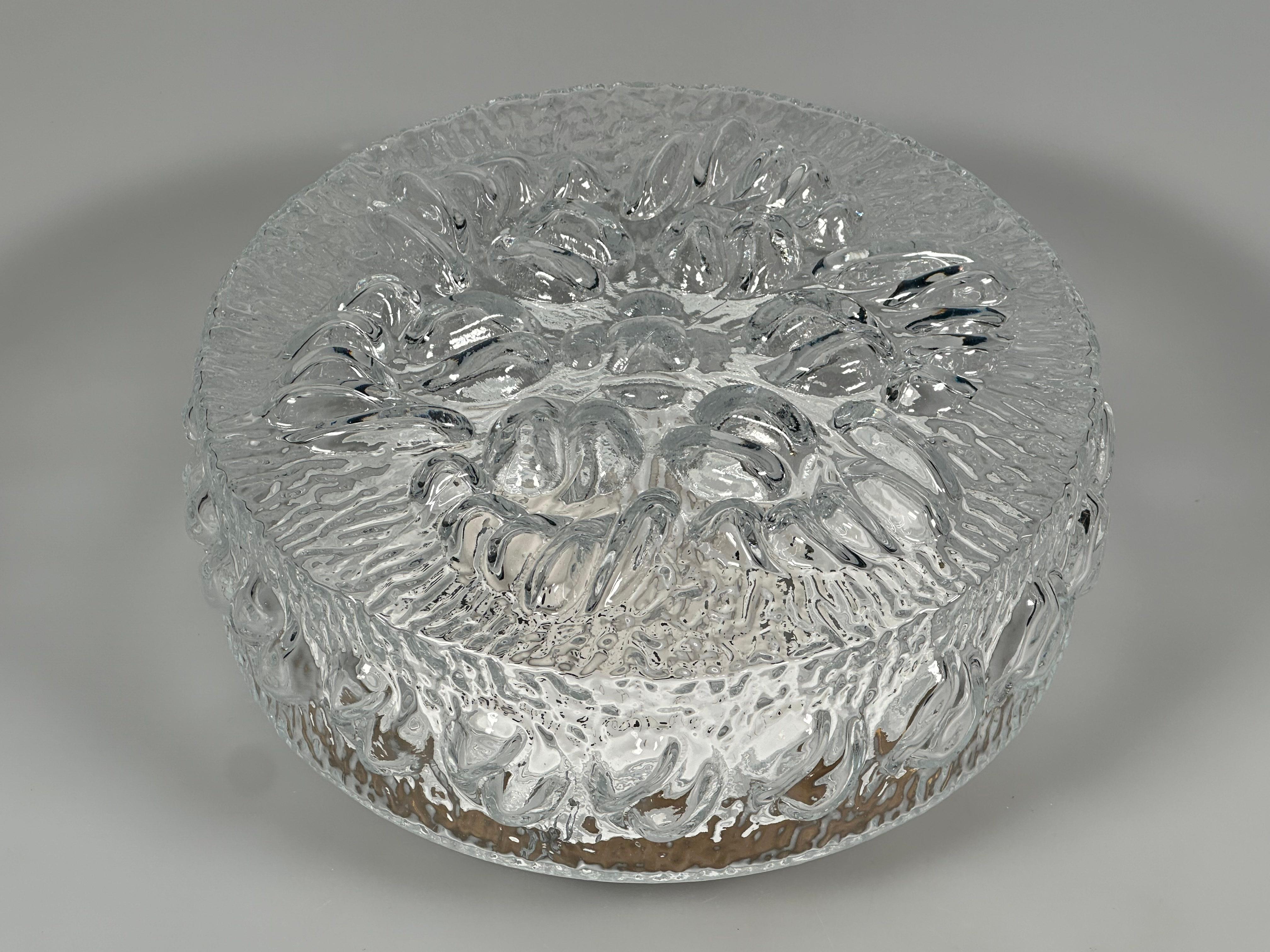 Plafonnier des années 1960/70, affleurant, verre, métal, Design/One en vente 2