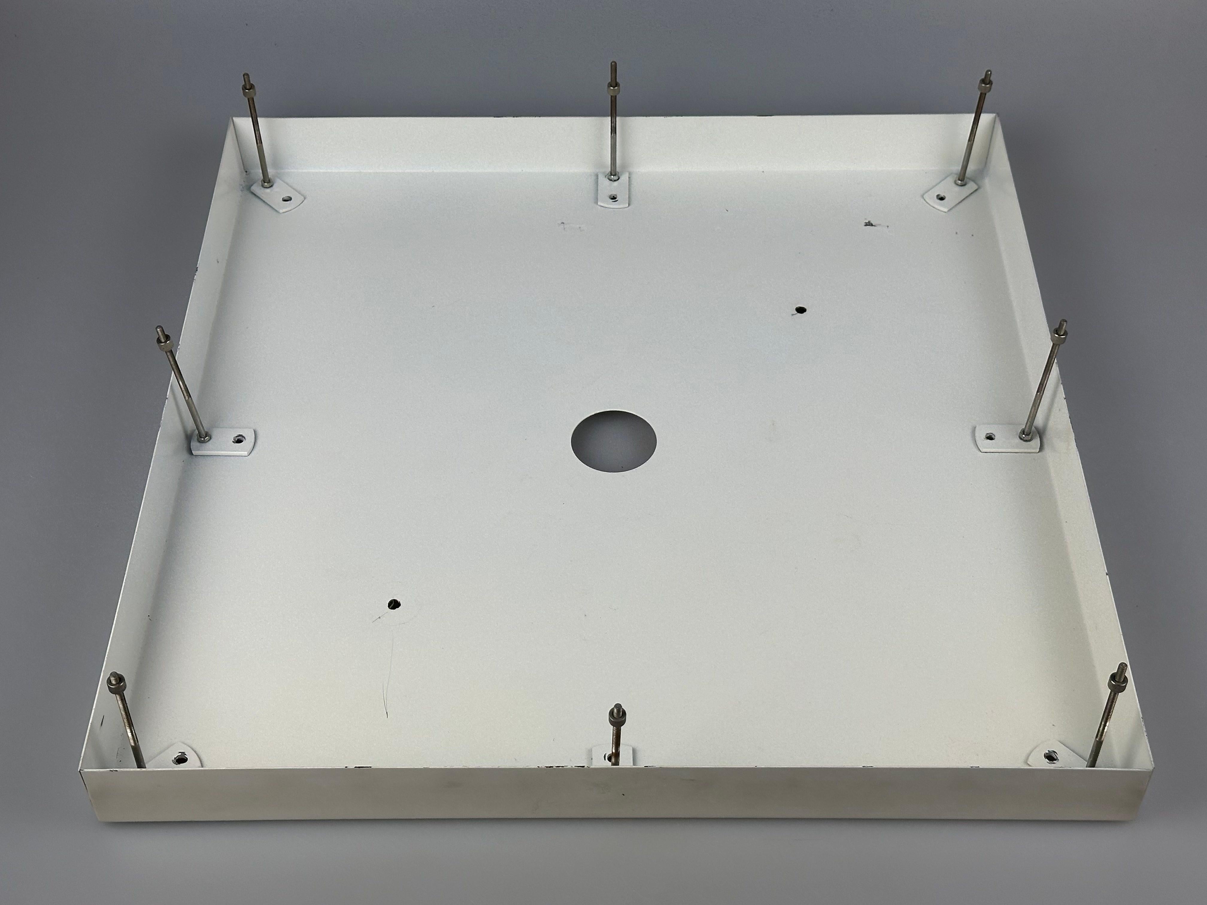 Lampada da soffitto a lampadario degli anni '60/70 di Doria Leuchten Germany, vetro ghiaccio in vendita 4