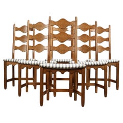 1960's/70's Danish Henry Kjærnulf "Razorblade" Oak Dining Chairs Set of 6