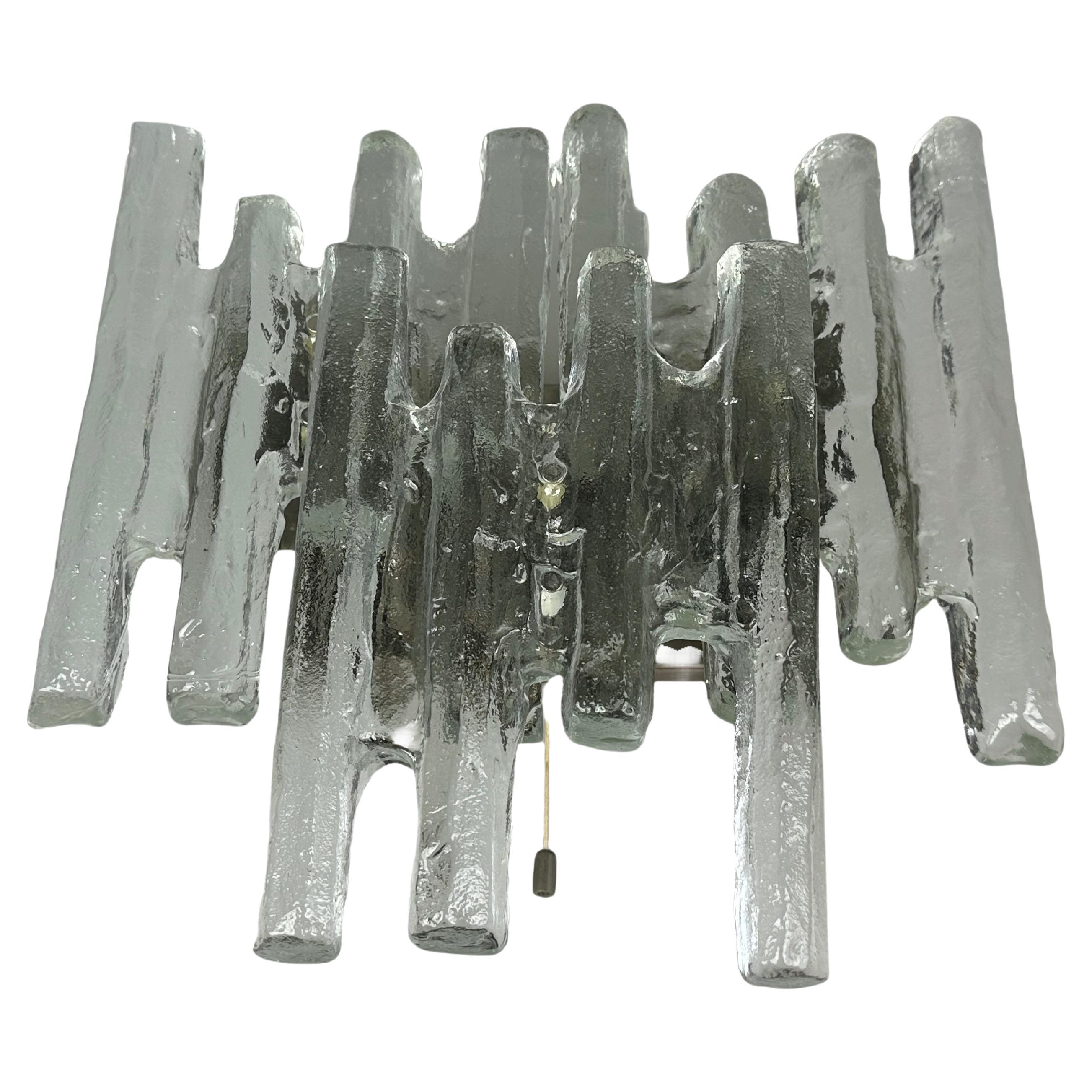 1960s/70s Ice Glass Wall Lamp by J.T. Kalmar, Austria Design