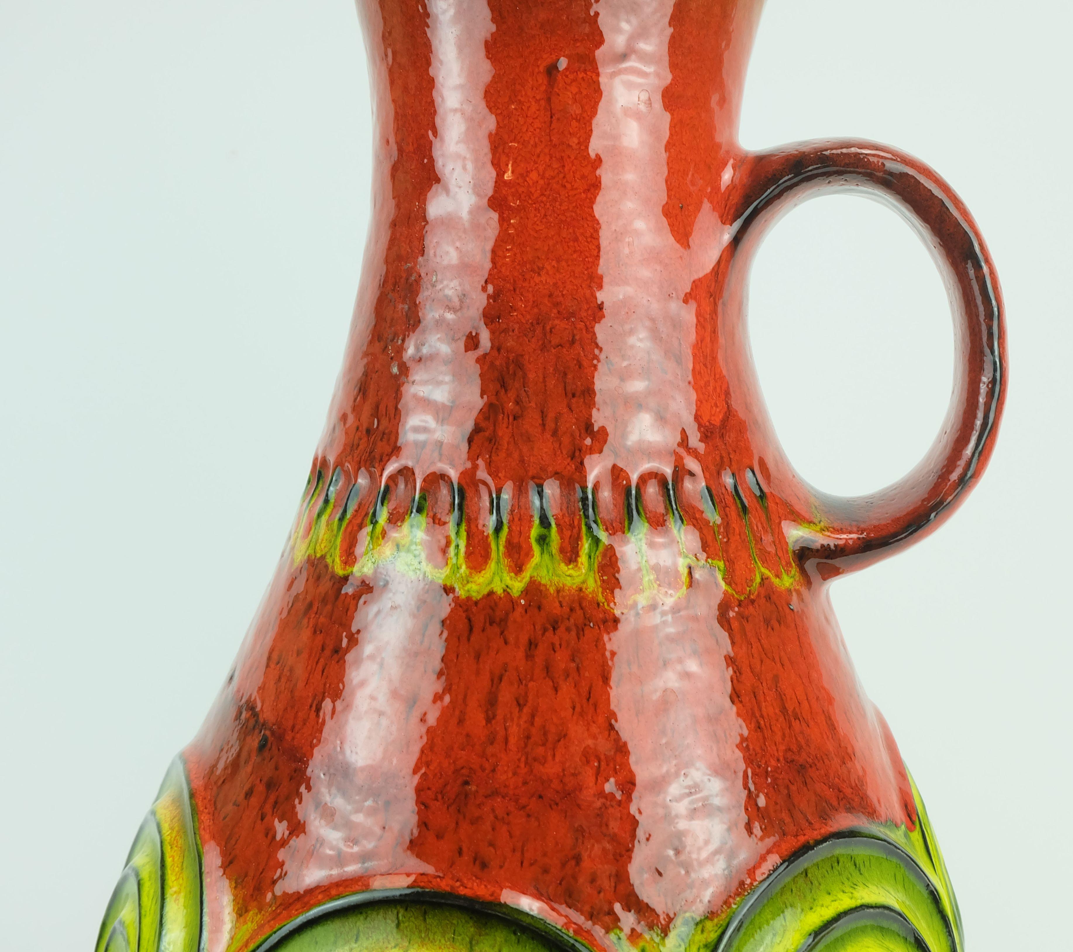 Mid-20th Century 1960s 70s jasba ceramic VASE floor vase mod. N 322 13 45 squiggle pattern For Sale