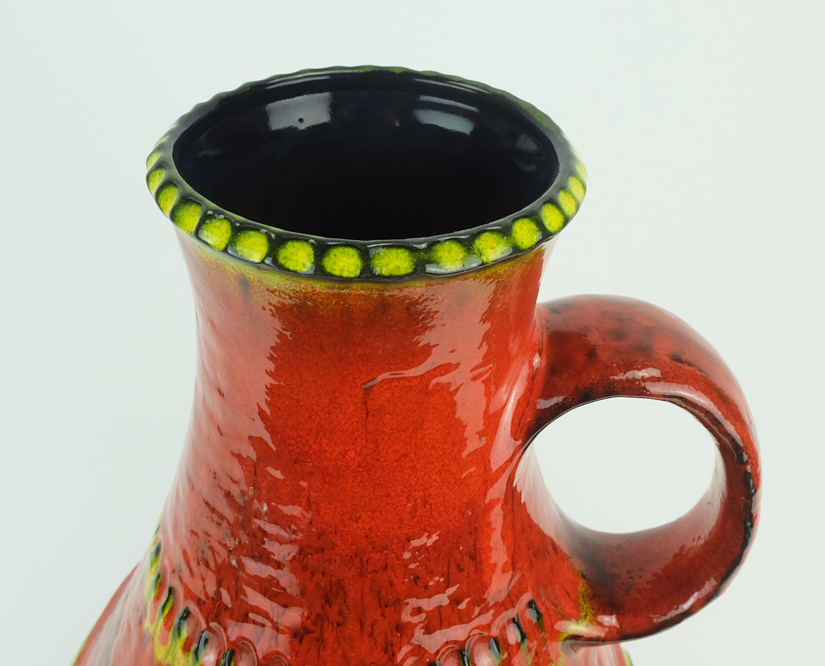 Ceramic 1960s 70s jasba ceramic VASE floor vase mod. N 322 13 45 squiggle pattern For Sale