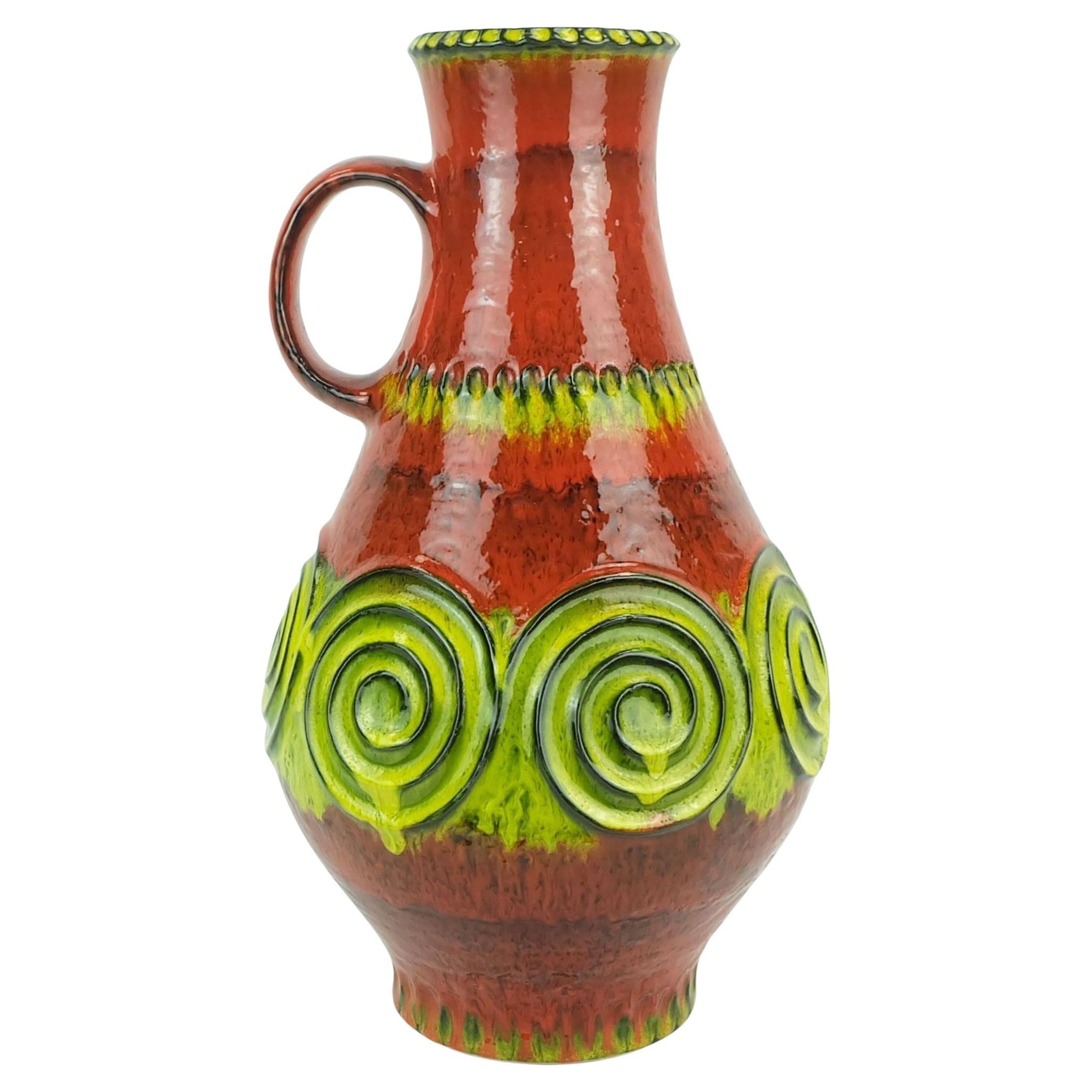 Vaso da terra in ceramica Jasba anni '60-'70 mod. N 322 13 45 motivo a ghirigori