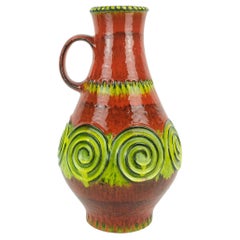 1960er 70er Jahre Jasba Keramik VASE Bodenvase mod. N 322 13 45 Schnörkelmuster