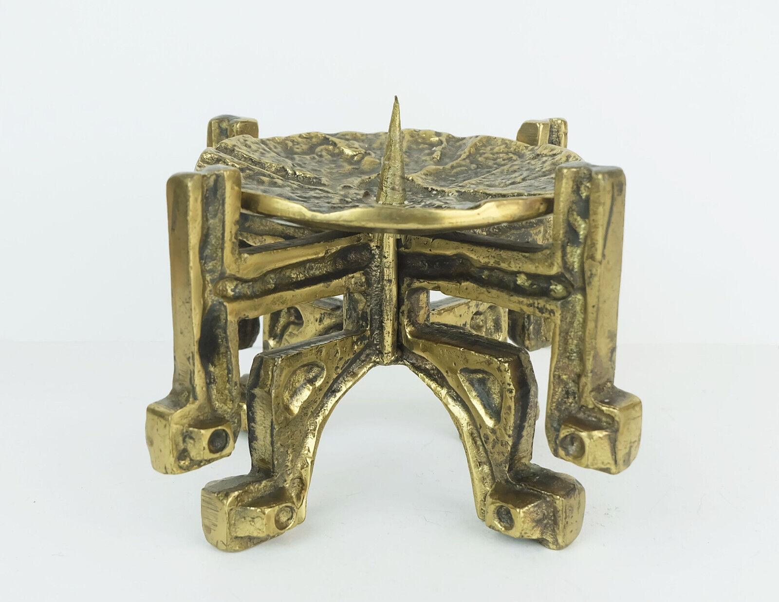 Mid-20th Century 1960s 70s mid century brutalist brass CANDLEHOLDER for one big candle