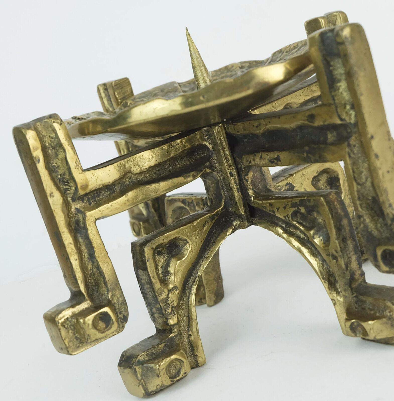 Brass 1960s 70s mid century brutalist brass CANDLEHOLDER for one big candle