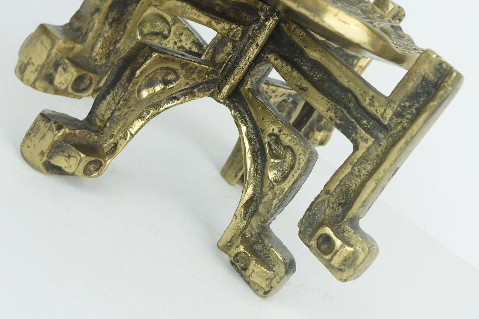 1960s 70s mid century brutalist brass CANDLEHOLDER for one big candle 2