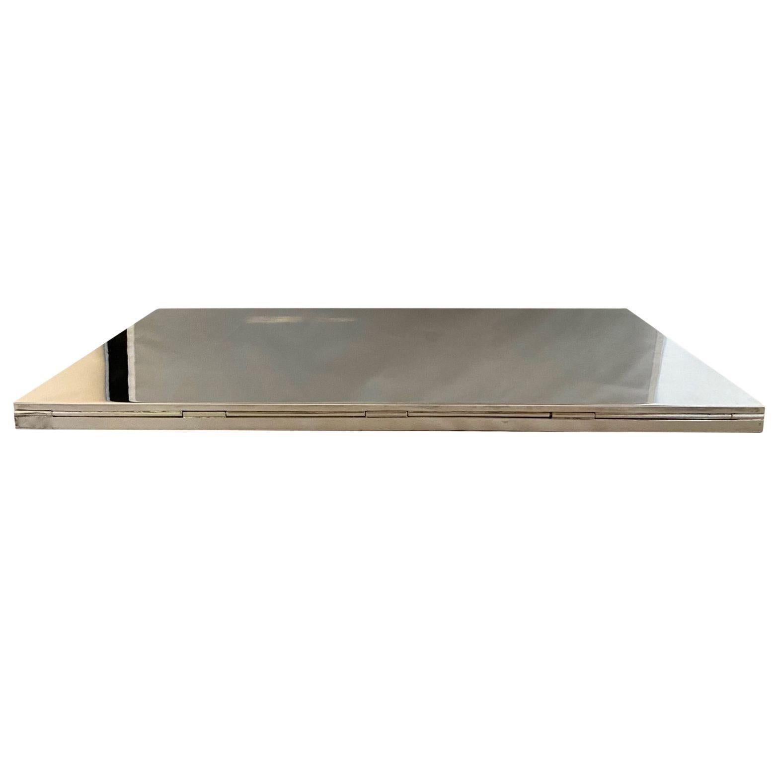 Italian 1960's 70's modernist silverplated cigarette box by Gabriella Crespi, signed For Sale