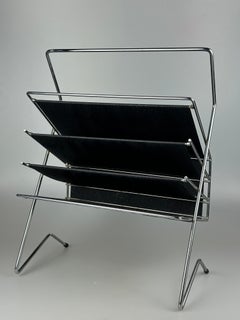 1960s/70s Newspaper Holder Magazine Rack Metal, Plastic, Space Age