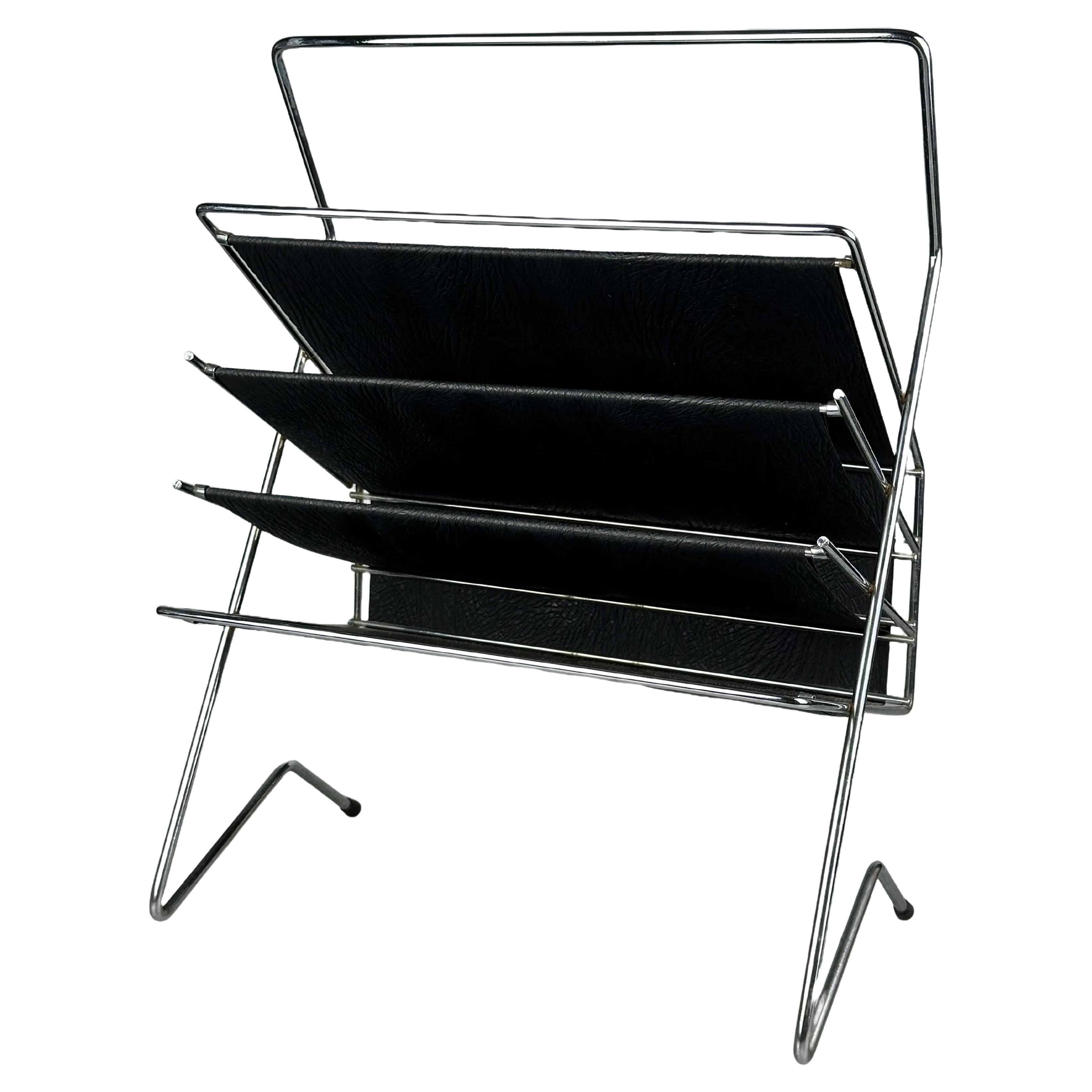 1960s/70s Newspaper Holder Magazine Rack Metal, Plastic, Space Age
