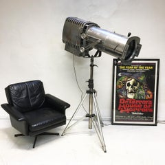 1960s 70s Strand Electric Steel Stage Theatre Tripod Industrial Salvaged Light