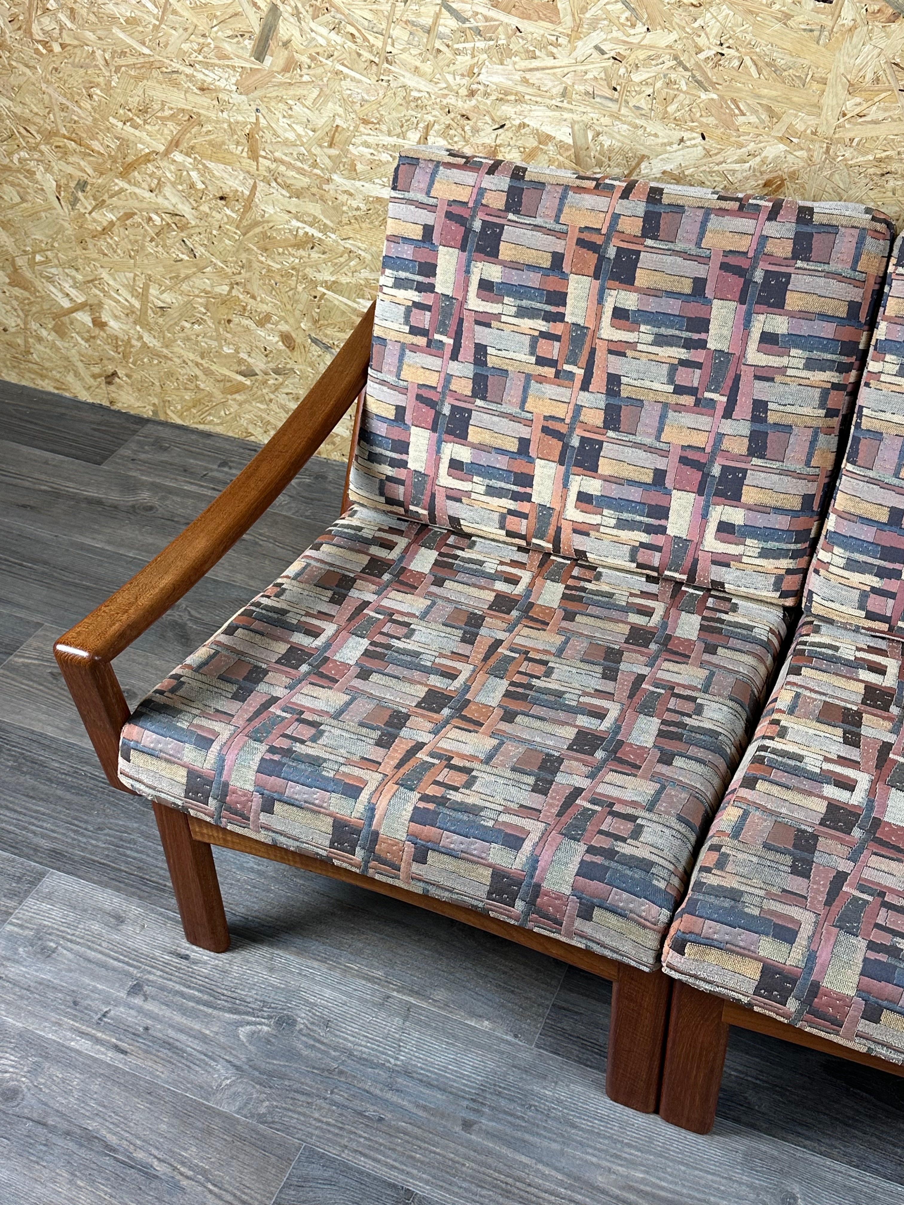 Fabric 1960s/70s Teak 2-seater sofa by Glostrup Møbelfabrik Denmark Design For Sale