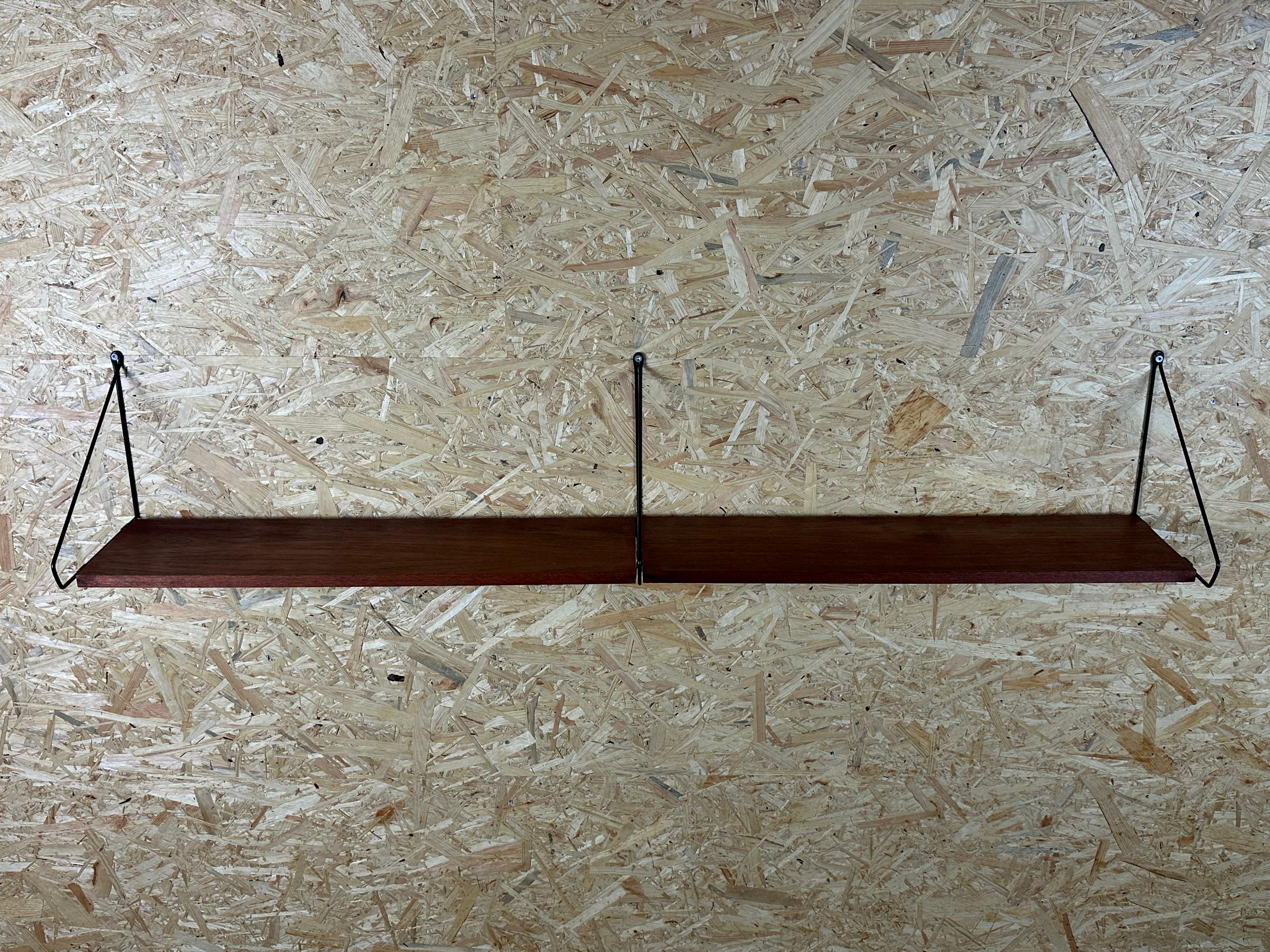 Tedesco Mensola in teak degli anni '60/70, mensola da parete, WHB Germany, mensola in corda, design danese in vendita