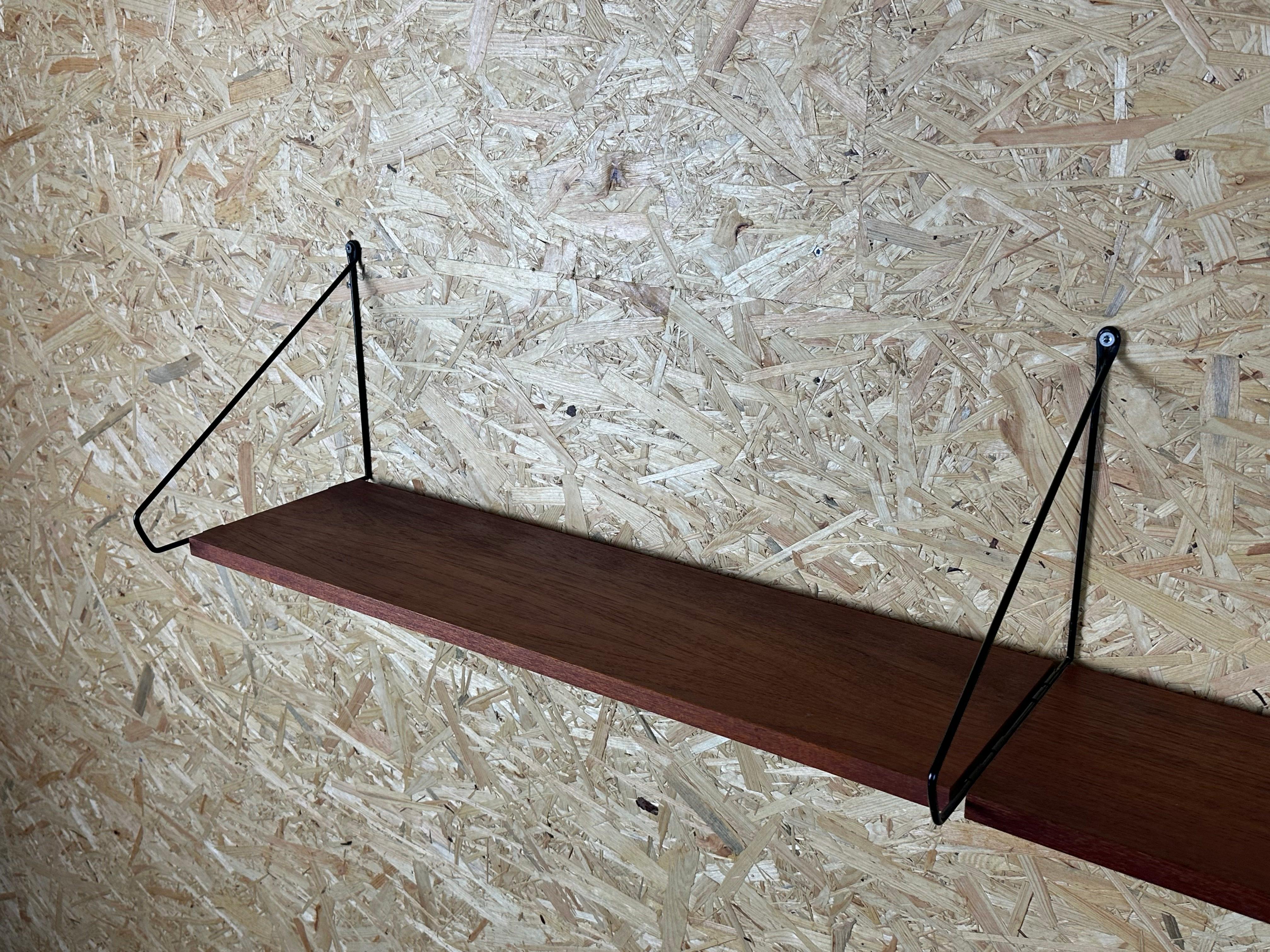 Metallo Mensola in teak degli anni '60/70, mensola da parete, WHB Germany, mensola in corda, design danese in vendita