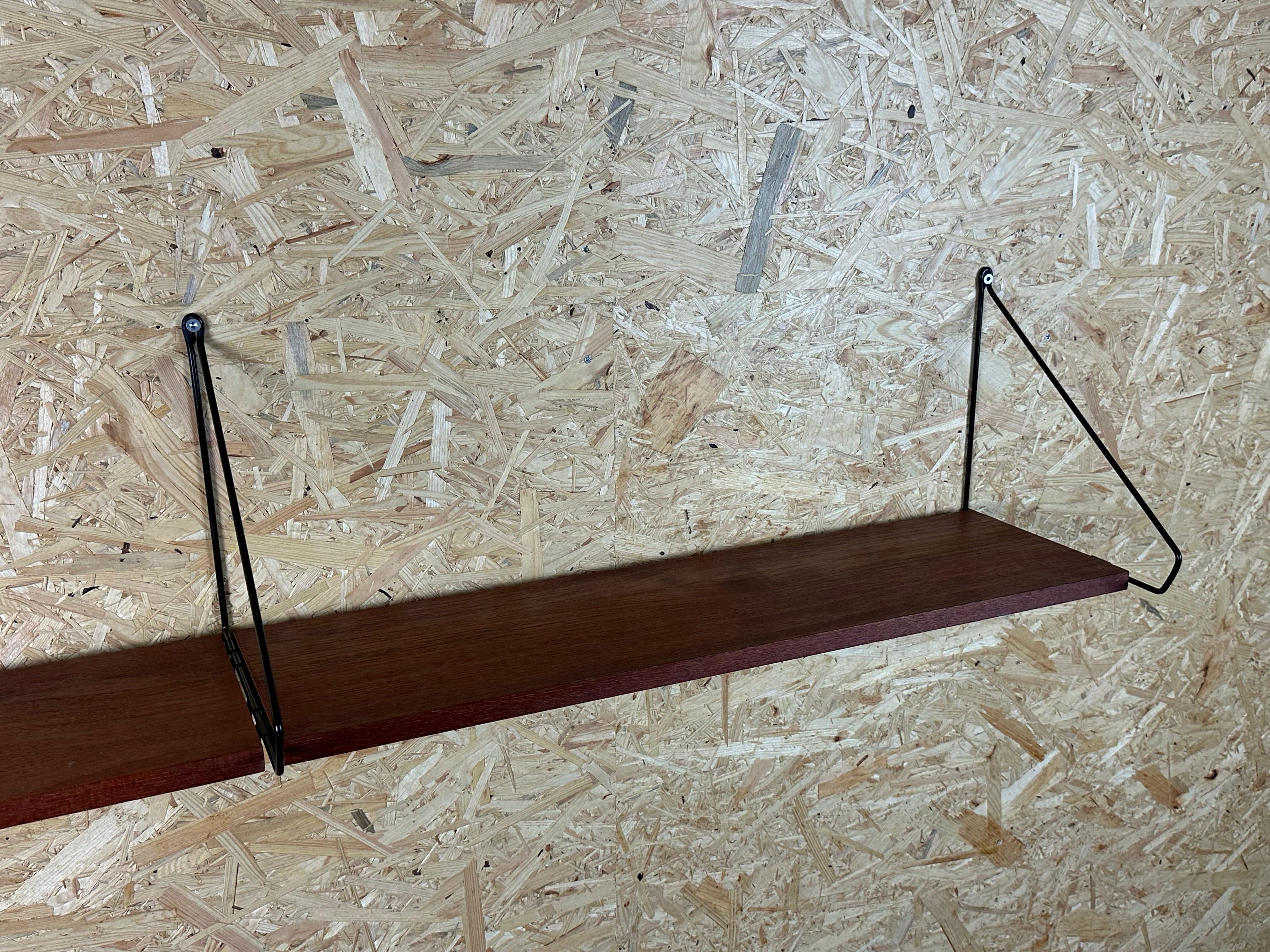 Mensola in teak degli anni '60/70, mensola da parete, WHB Germany, mensola in corda, design danese in vendita 1