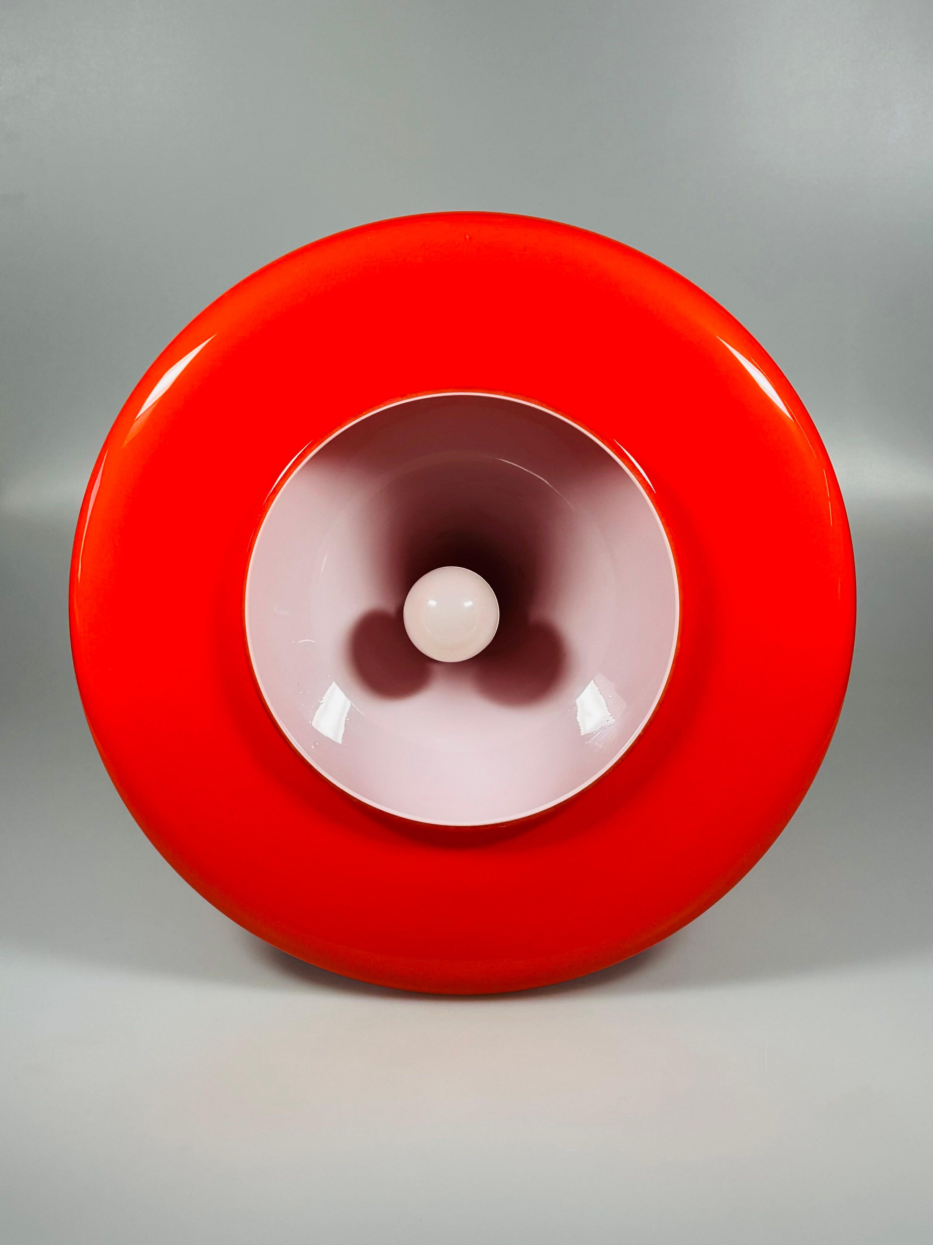 1960s/70s UFO Ceiling Lamp Hanging Lamp by Doria Leuchten Glass Space Age For Sale 5