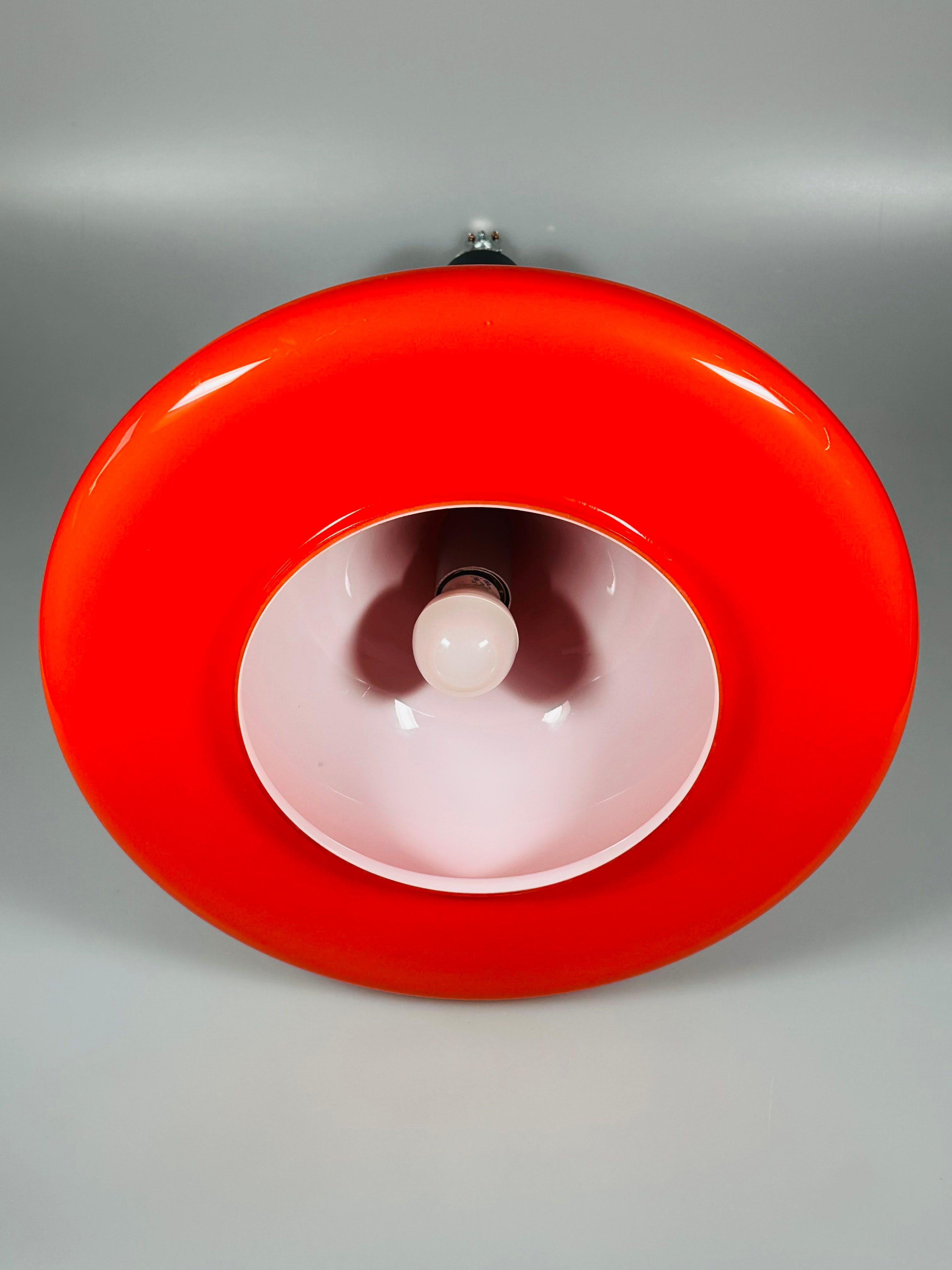 1960s/70s UFO Ceiling Lamp Hanging Lamp by Doria Leuchten Glass Space Age For Sale 6