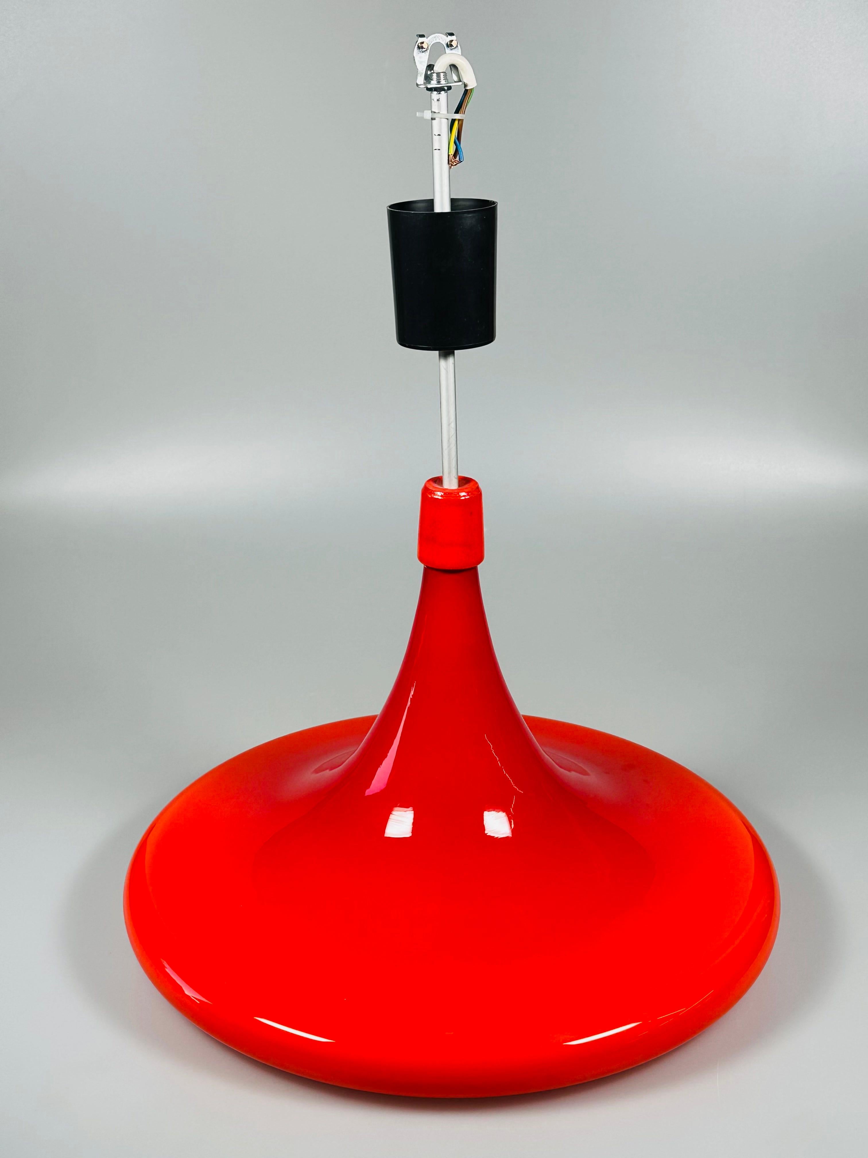 1960s/70s UFO Ceiling Lamp Hanging Lamp by Doria Leuchten Glass Space Age For Sale 8