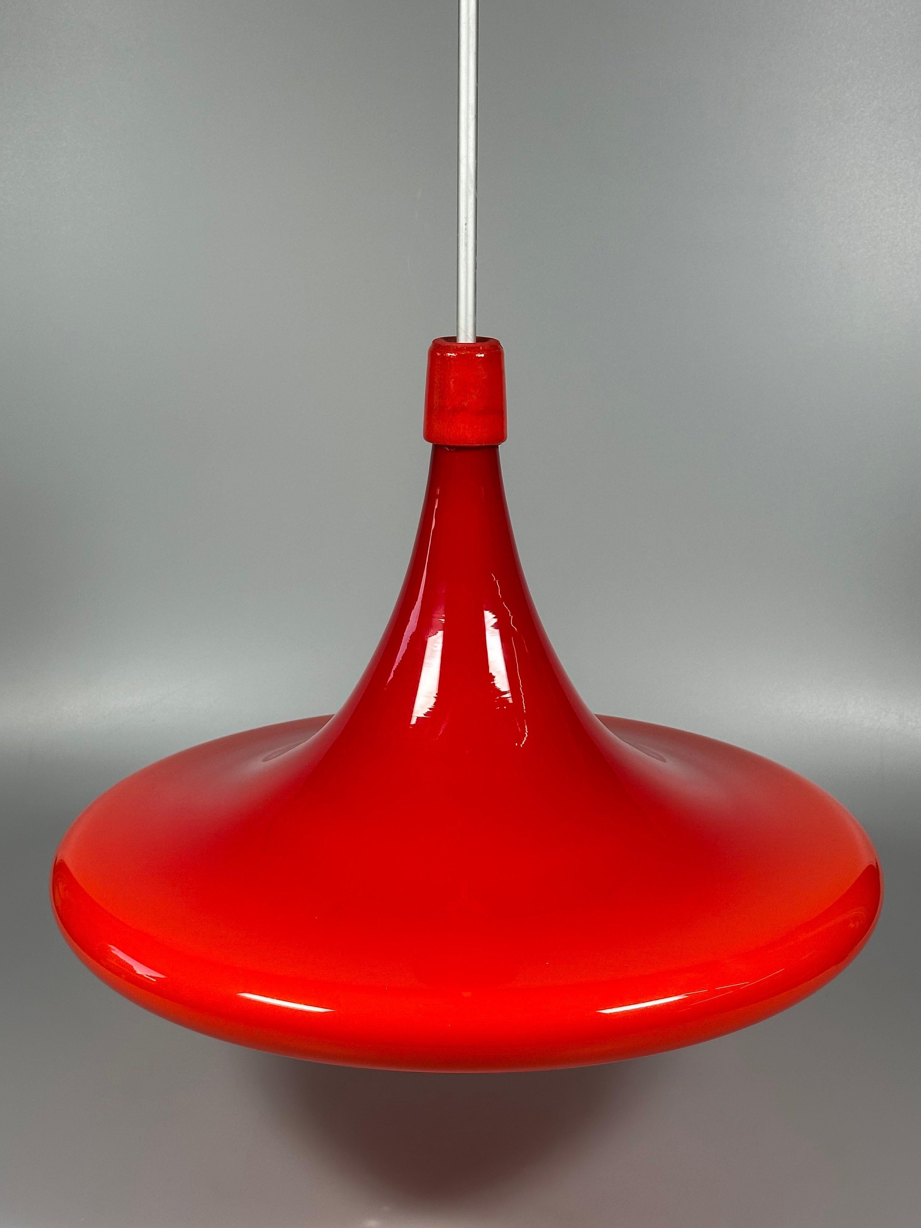 German 1960s/70s UFO Ceiling Lamp Hanging Lamp by Doria Leuchten Glass Space Age For Sale