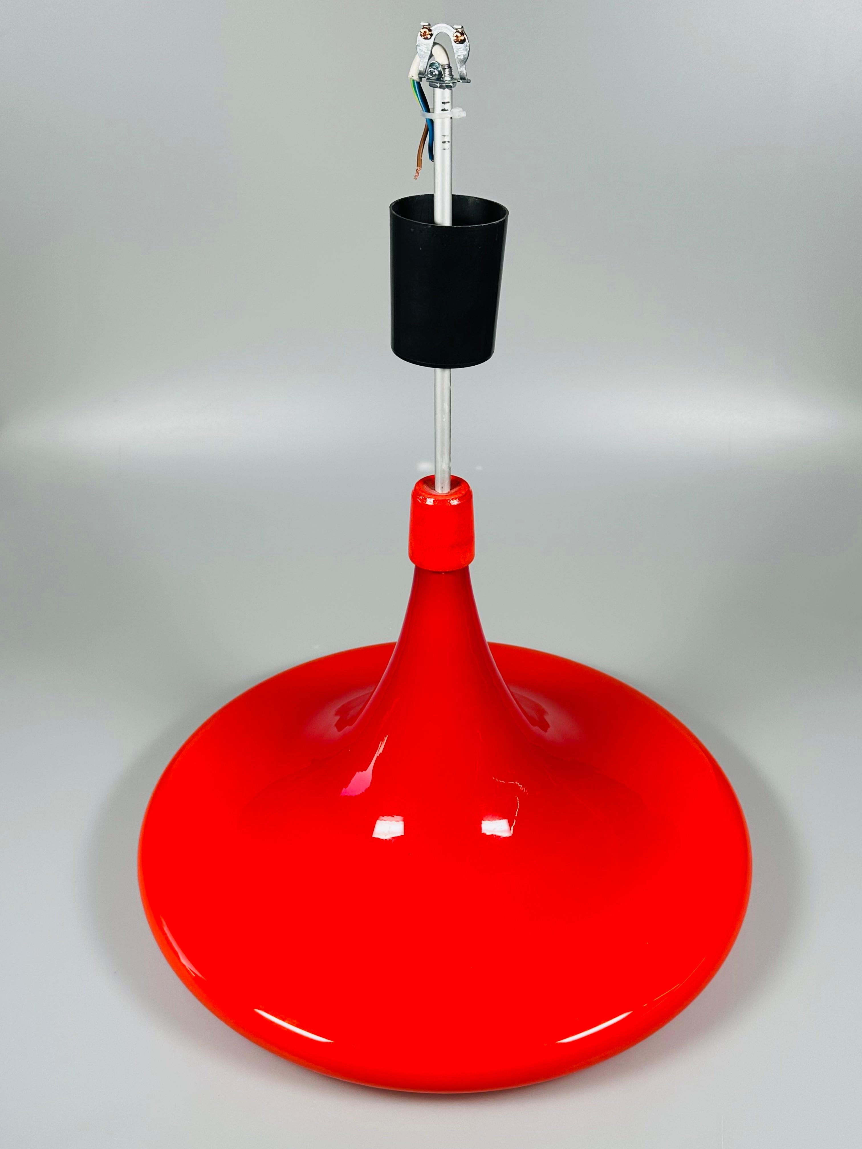 1960s/70s UFO Ceiling Lamp Hanging Lamp by Doria Leuchten Glass Space Age For Sale 3