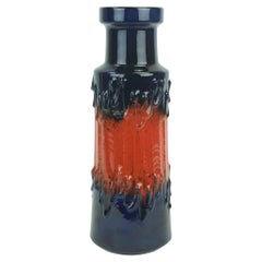 1960s 70s vintage scheurich VASE model 205-32 drip glaze blue and red
