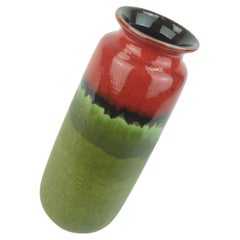 1960s 70s vintage scheurich VASE model 206-27 red black and matte green