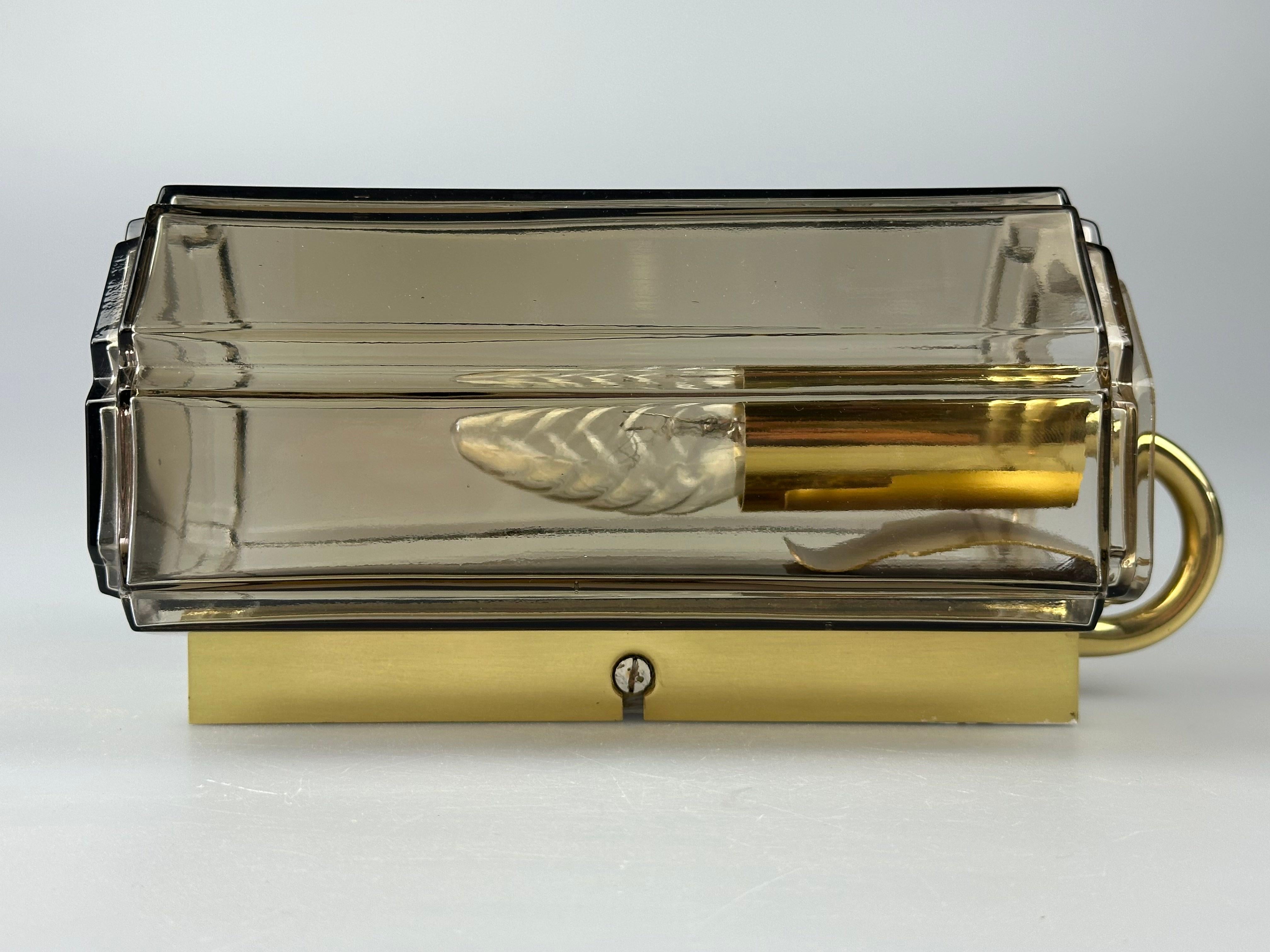 1960s/70s Wall Lamp Glashütte Limburg Germany Glass & Metal Age Design im Angebot 6