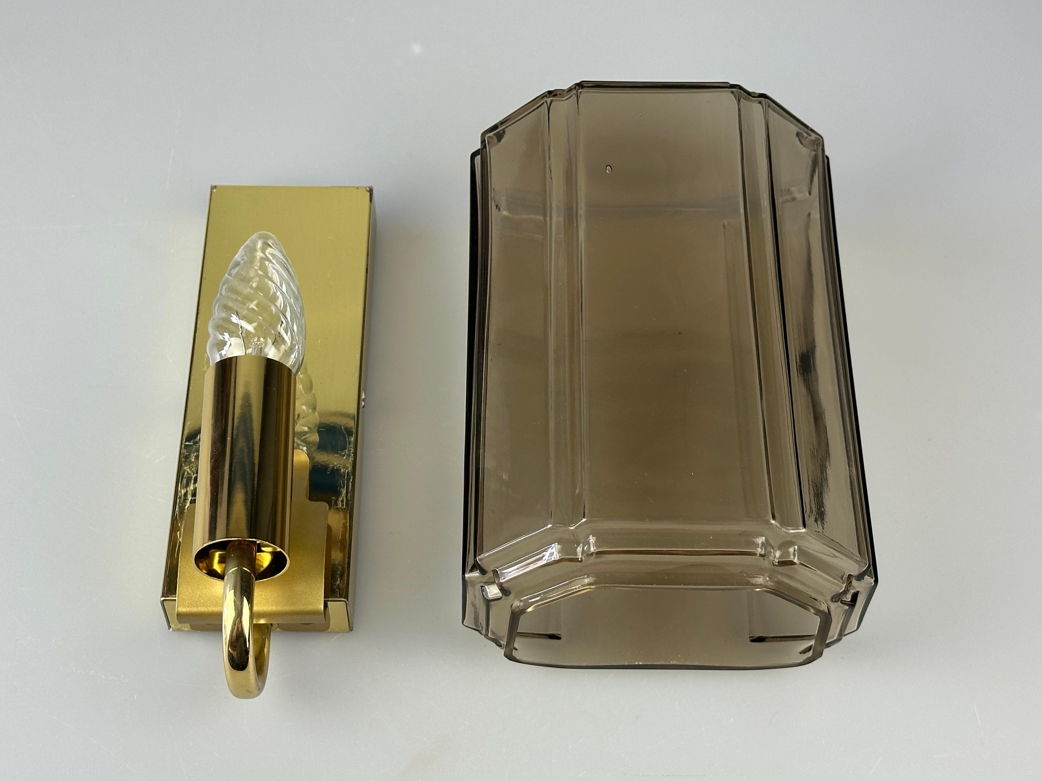 1960s/70s Wall Lamp Glashütte Limburg Germany Glass & Metal Age Design im Angebot 8