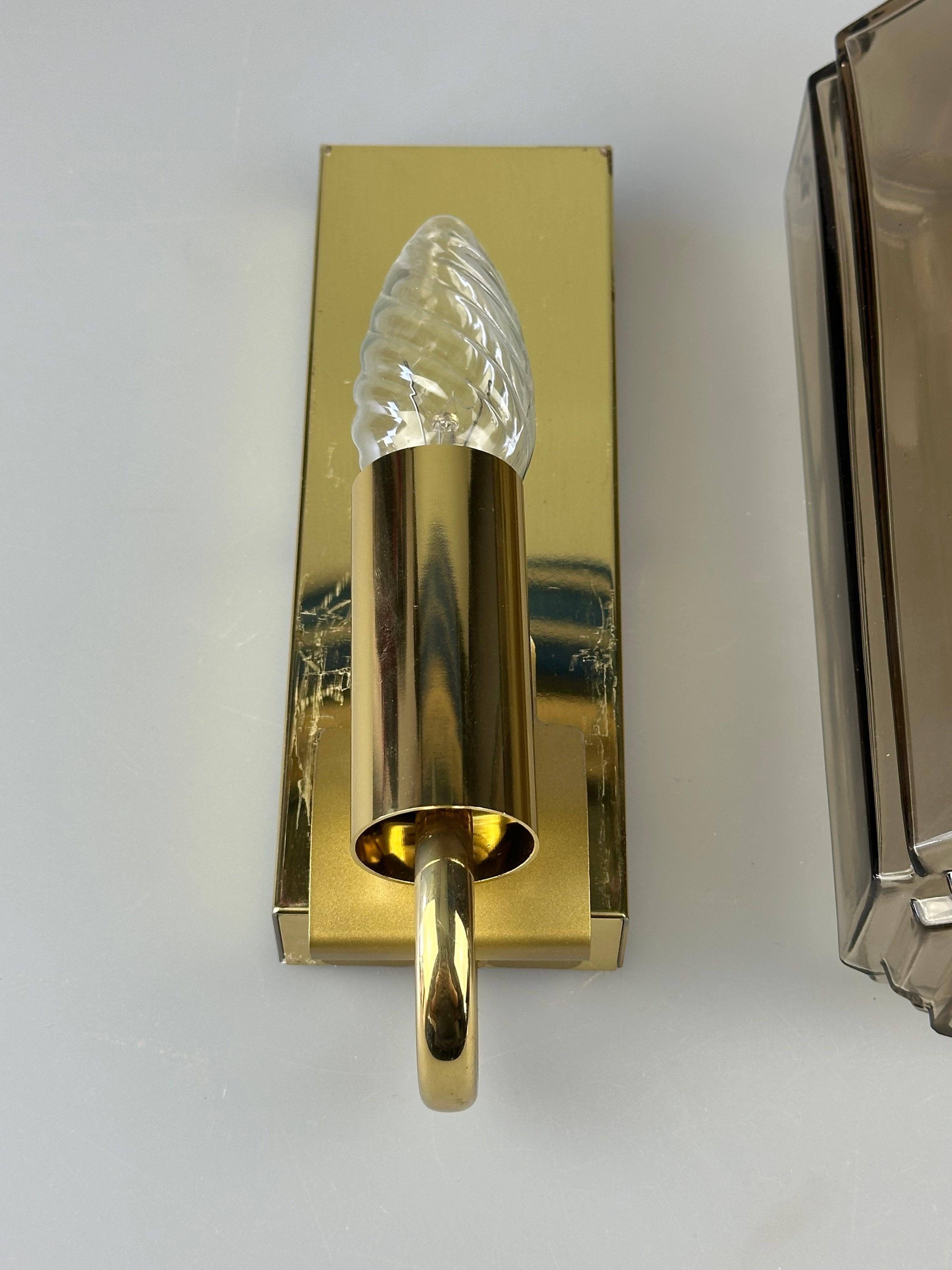 1960s/70s Wall Lamp Glashütte Limburg Germany Glass & Metal Age Design im Angebot 9
