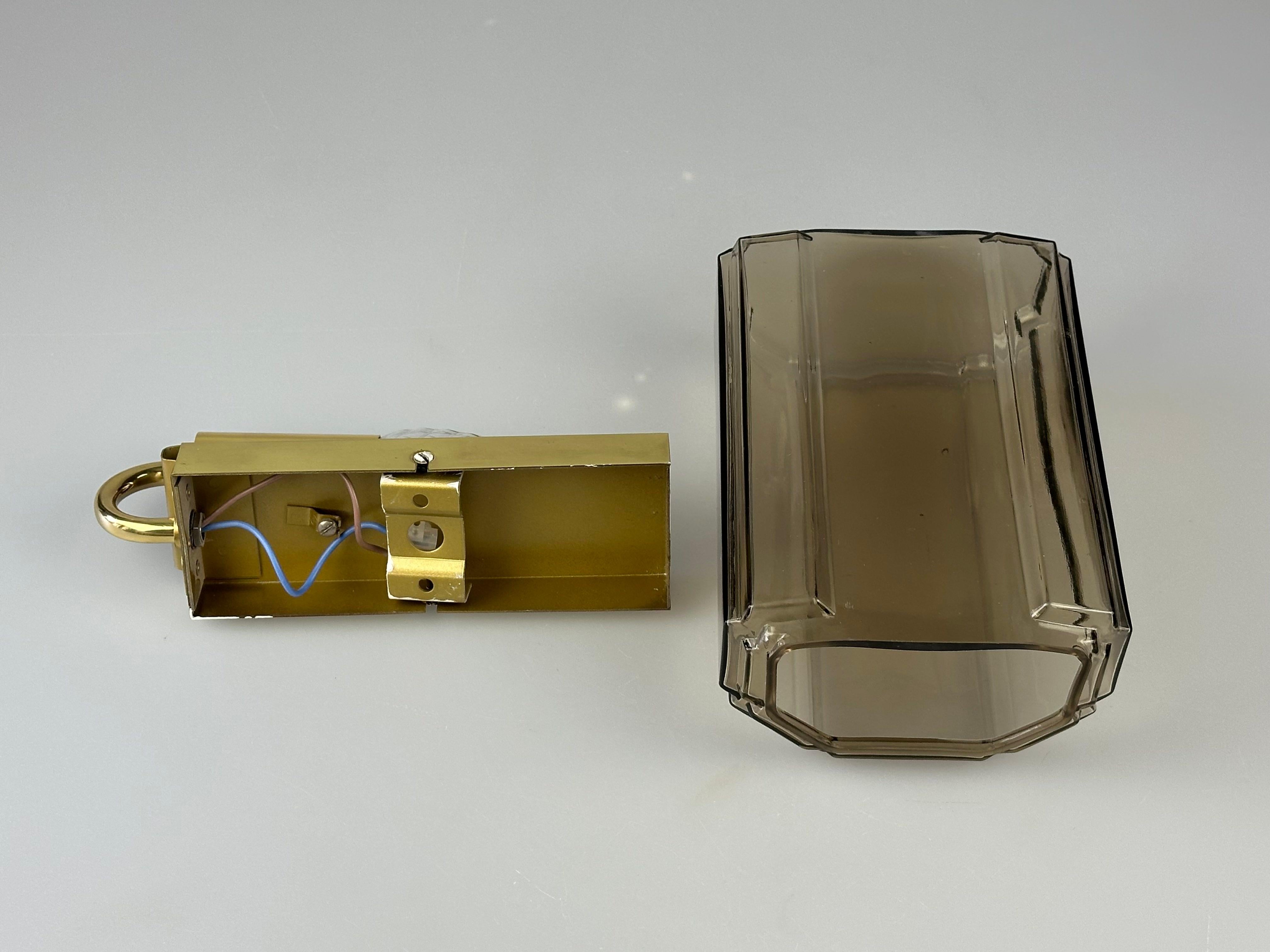 1960s/70s Wall Lamp Glashütte Limburg Germany Glass & Metal Age Design im Angebot 11
