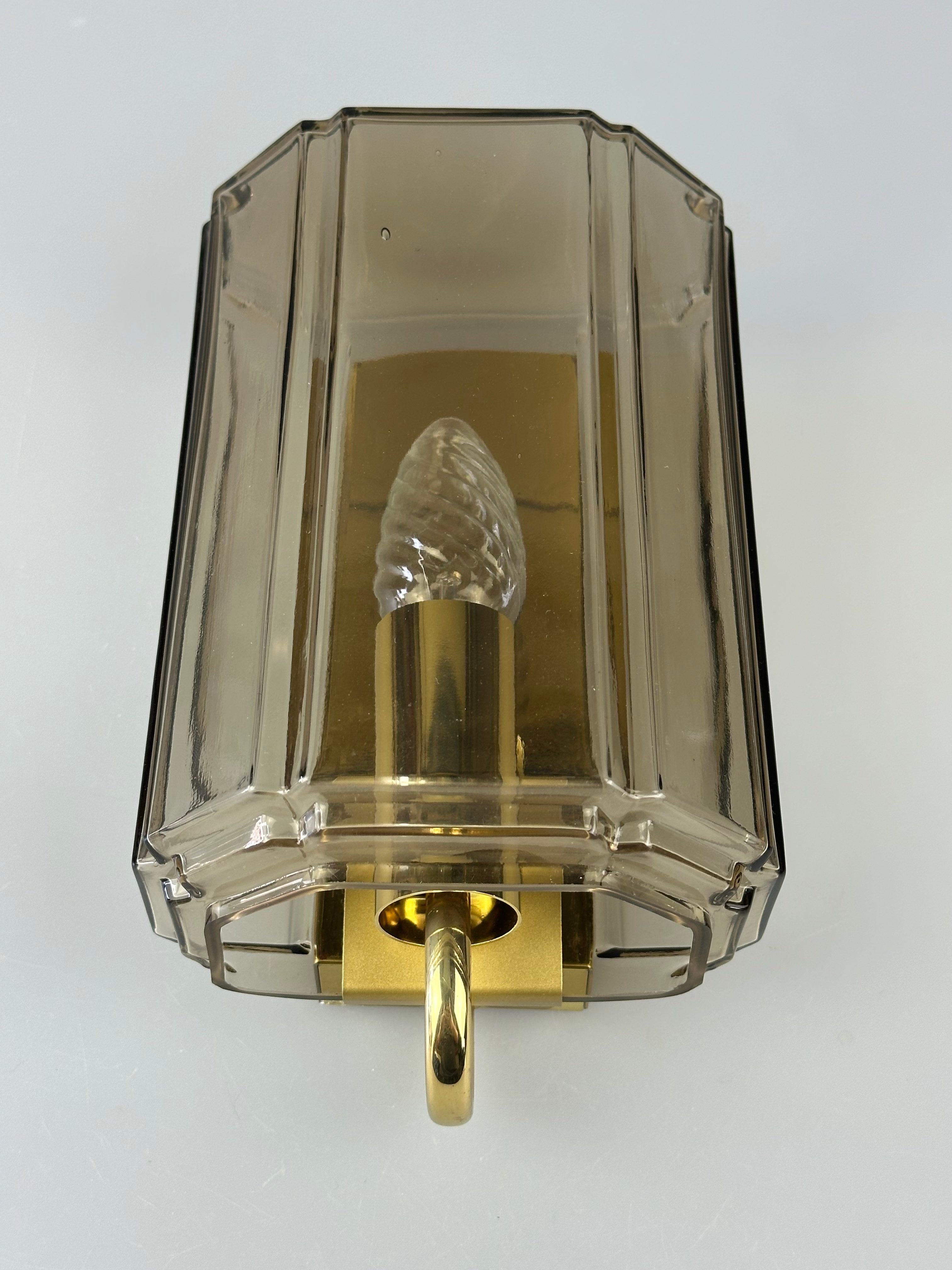 1960s/70s Wall Lamp Glashütte Limburg Germany Glass & Metal Age Design (Deutsch) im Angebot