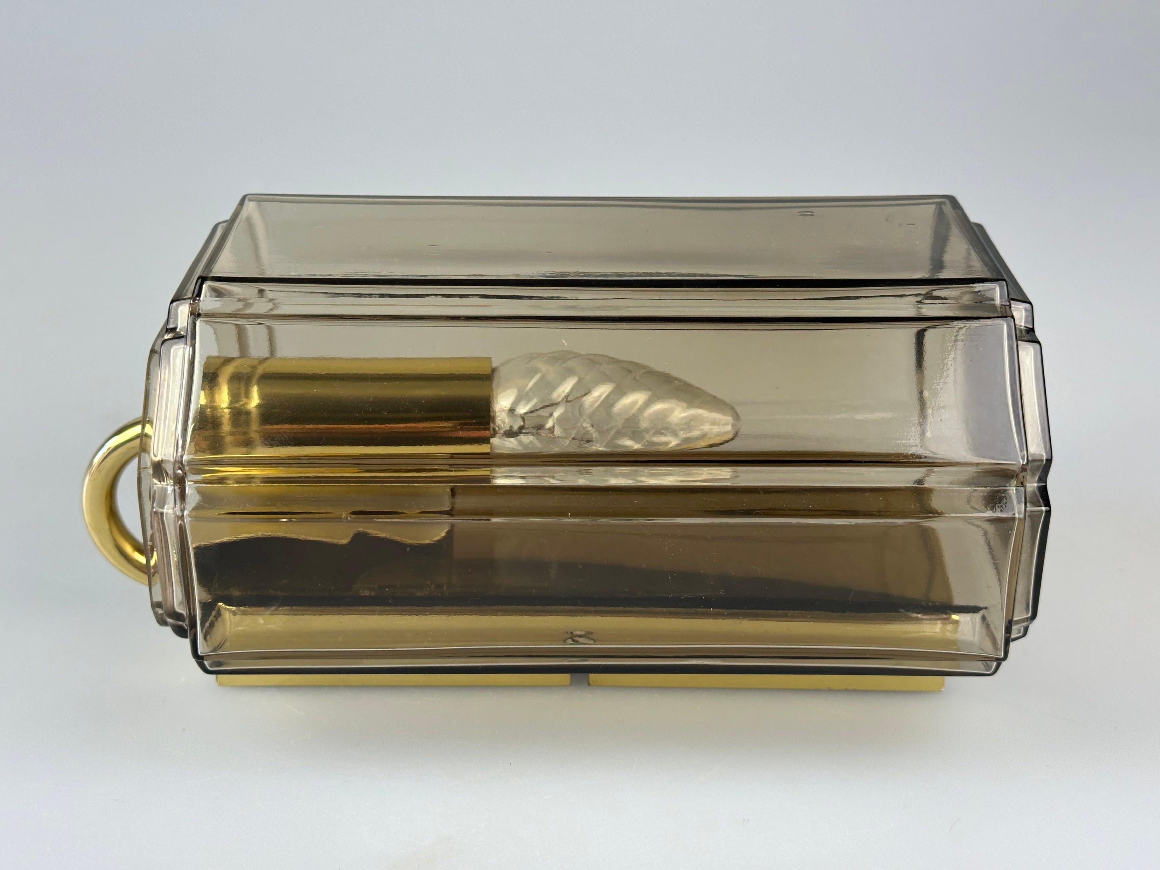 1960s/70s Wall Lamp Glashütte Limburg Germany Glass & Metal Age Design (Metall) im Angebot