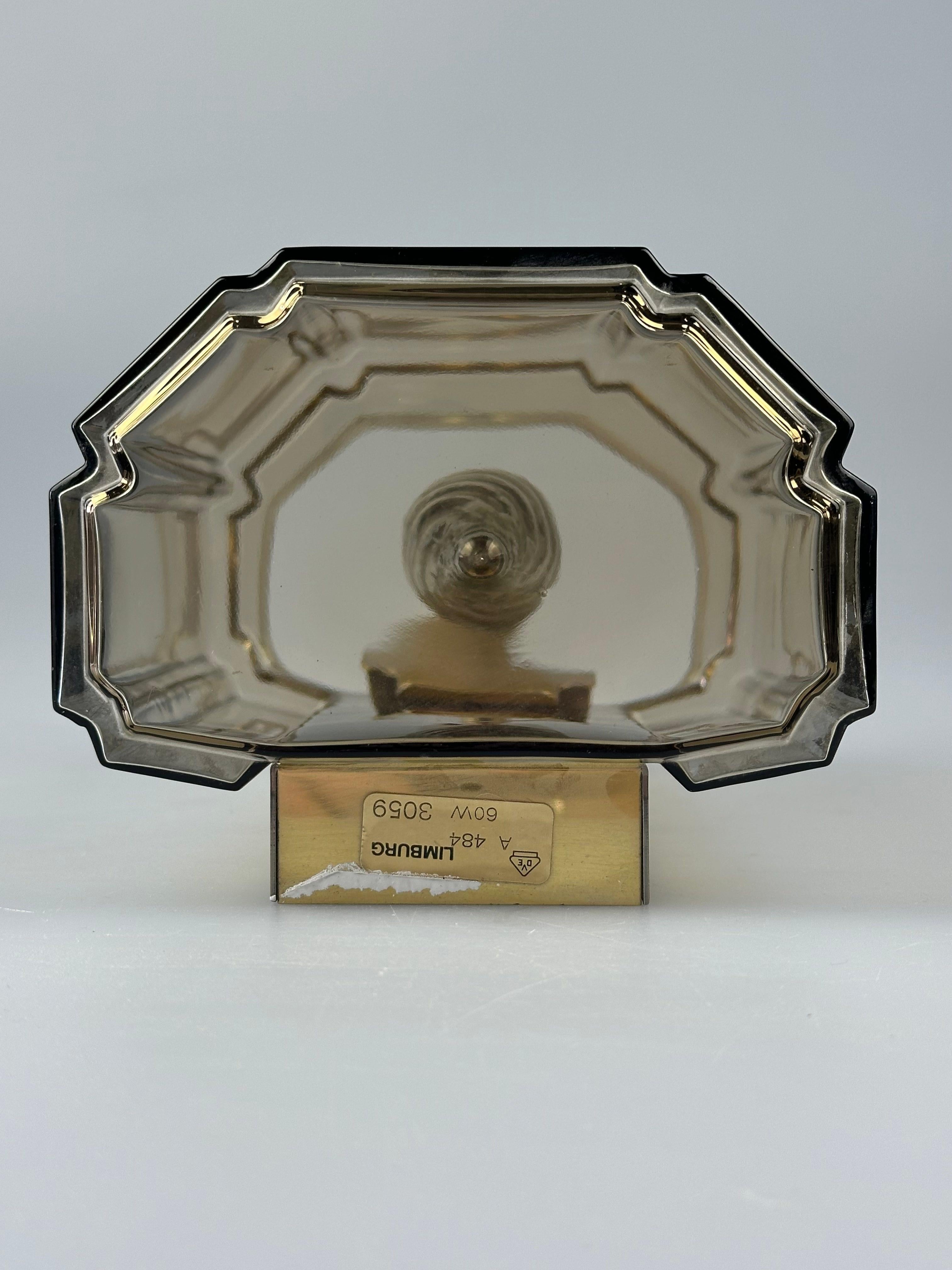 1960s/70s Wall Lamp Glashütte Limburg Germany Glass & Metal Age Design im Angebot 3