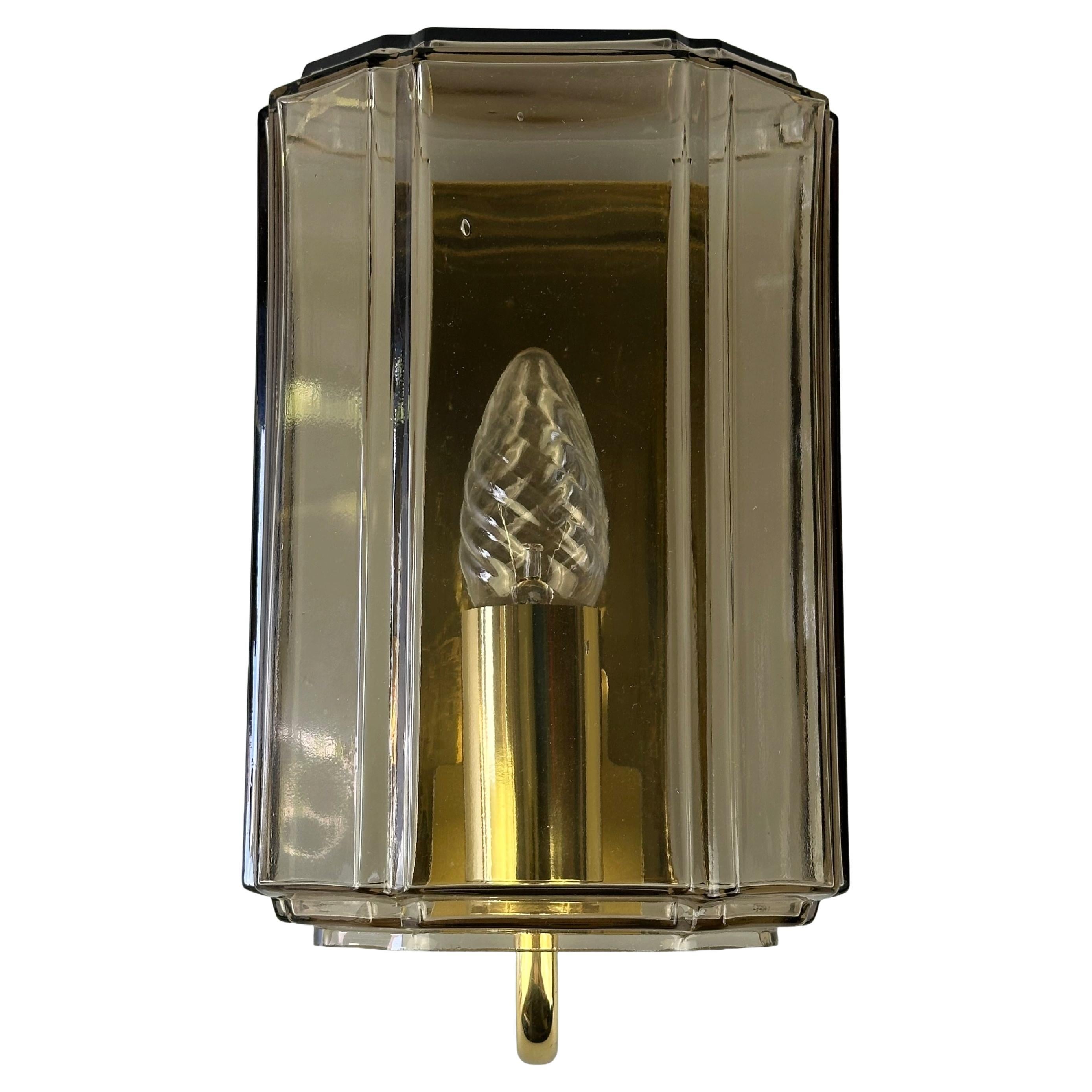 1960s/70s Wall Lamp Glashütte Limburg Germany Glass & Metal Age Design im Angebot